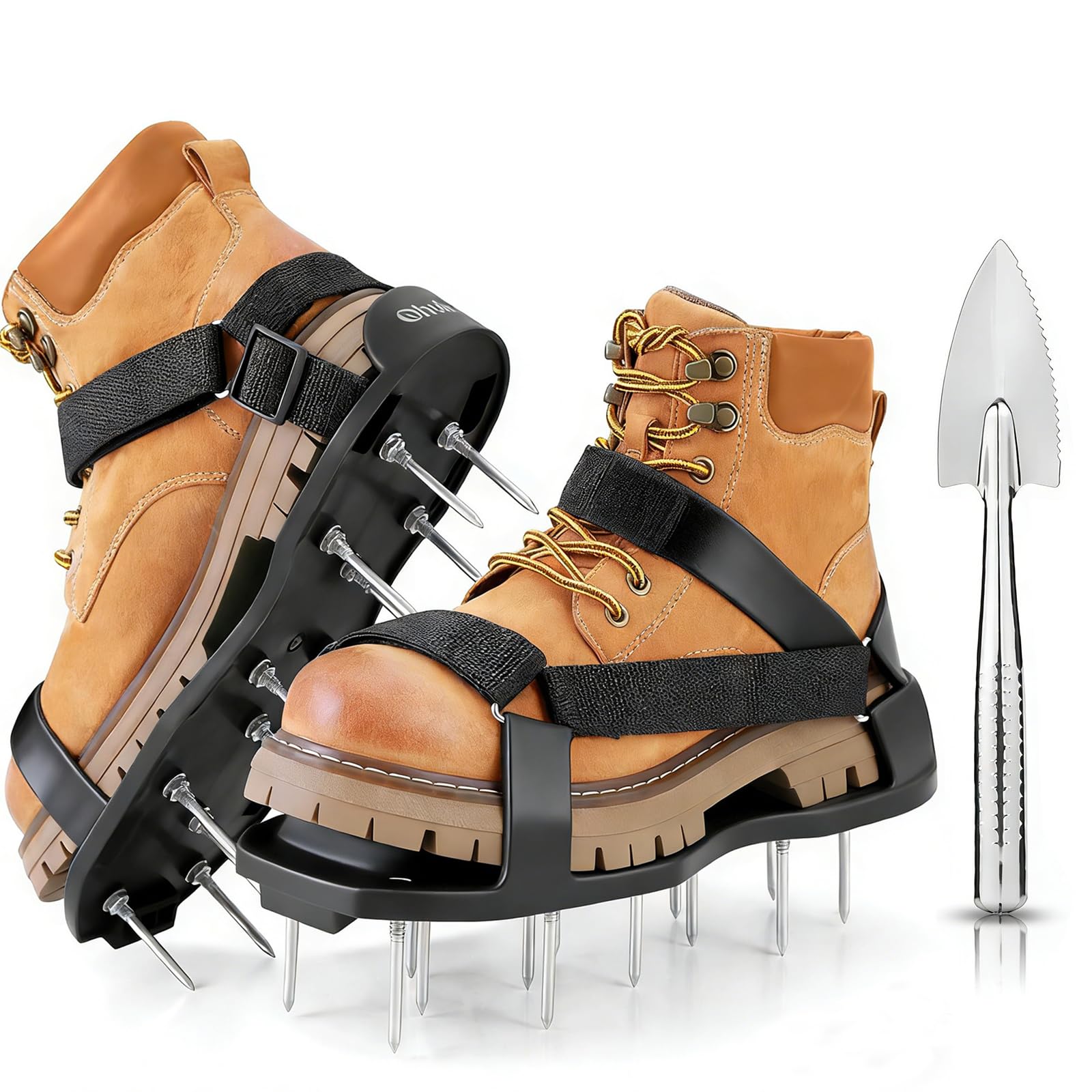 Lawn Aerator Shoes, Upgrade 2''Heavy Duty Spike Shoes with Hook&Loop Straps, Free-Installation Grass Aerator Lawn Tool One Size Fits All Spiked Sandals for Yard Patio Garden Grass (Green) — view 7