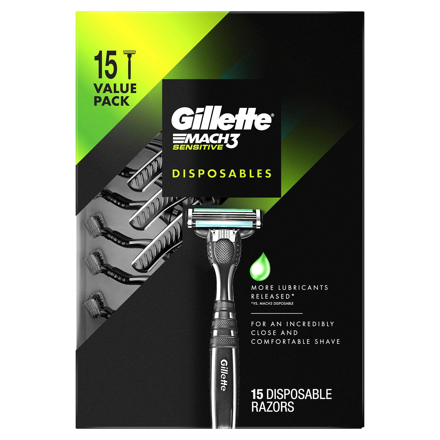 Gillette Mach3 Sensitive Disposable Razors 15 Count