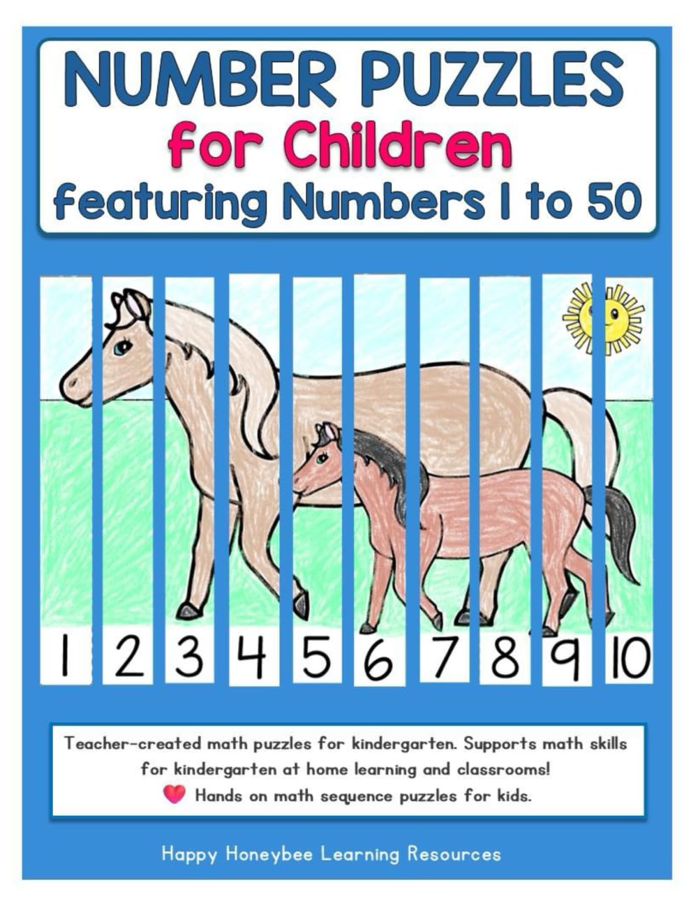 Number Puzzles for Children featuring Numbers 1 to 50: Teacher-created math puzzles for kindergarten - Supports math skills for kindergarten at home ... math sequence puzzles for kids. (Early Math)