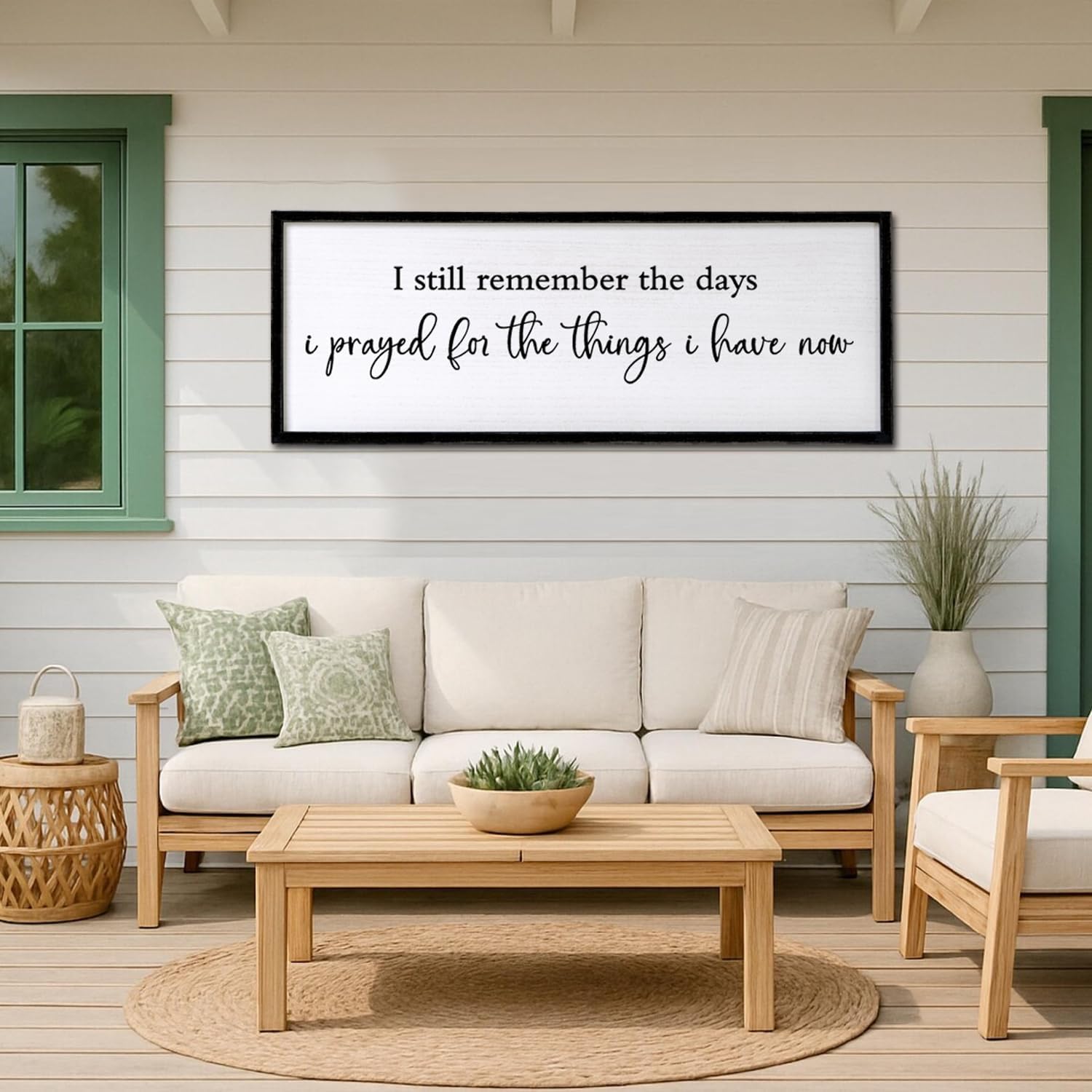 I Still Remember the Days I Prayed for the Things I Have Now Wood Wall Sign: 40x15 Inch Inspirational Text Wall Decor, Rustic Wooden Framed Quote Wall Art for Living Room, Entryway