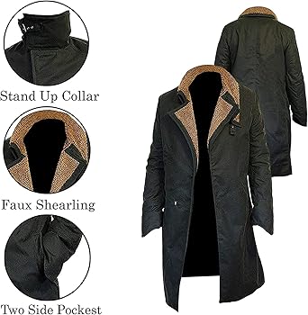 Vintagearc Men's 2049 Long Black Coat| Jacket Trench Coat