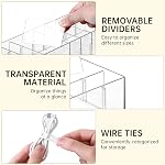 FRETONBA 2Pcs Cable Charger Organizer Box, Grandes Cordes Organisateur de stockage avec Compartiments réglables et fils, organisateur de cordon empilable pour tiroir - Effacer