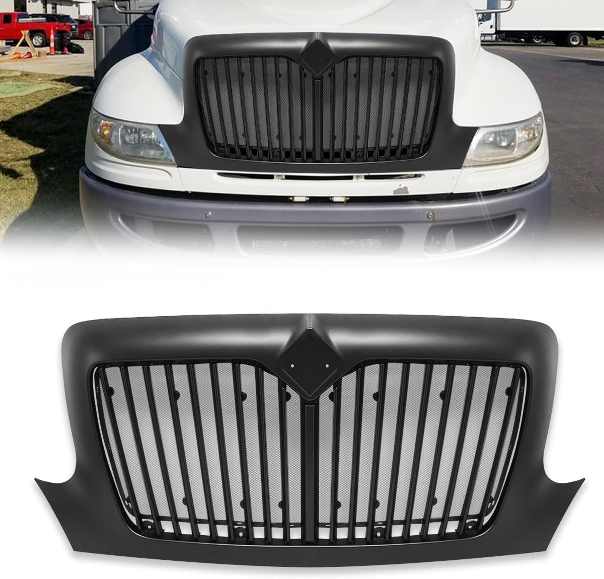 All Black Front Radiator Grille Fits 2002-2019 International Durastar 4300
