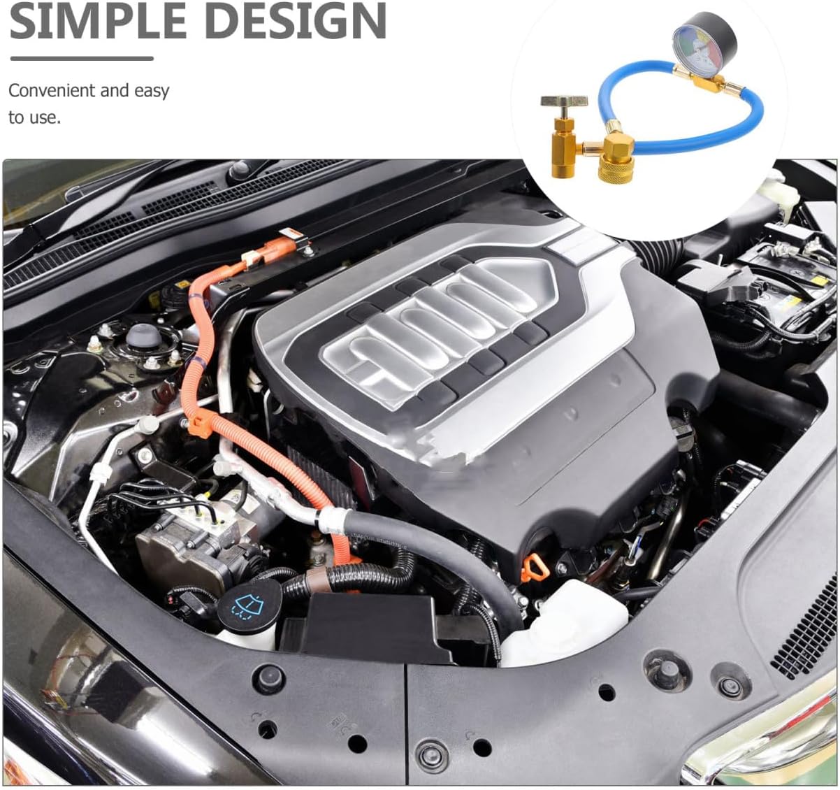 NOLITOY Car AC Charge Hose for Automotive Air Conditioning Filling, Charging Hose with Pressure Gauge, 1/2”Can Tap Dispensing Valve