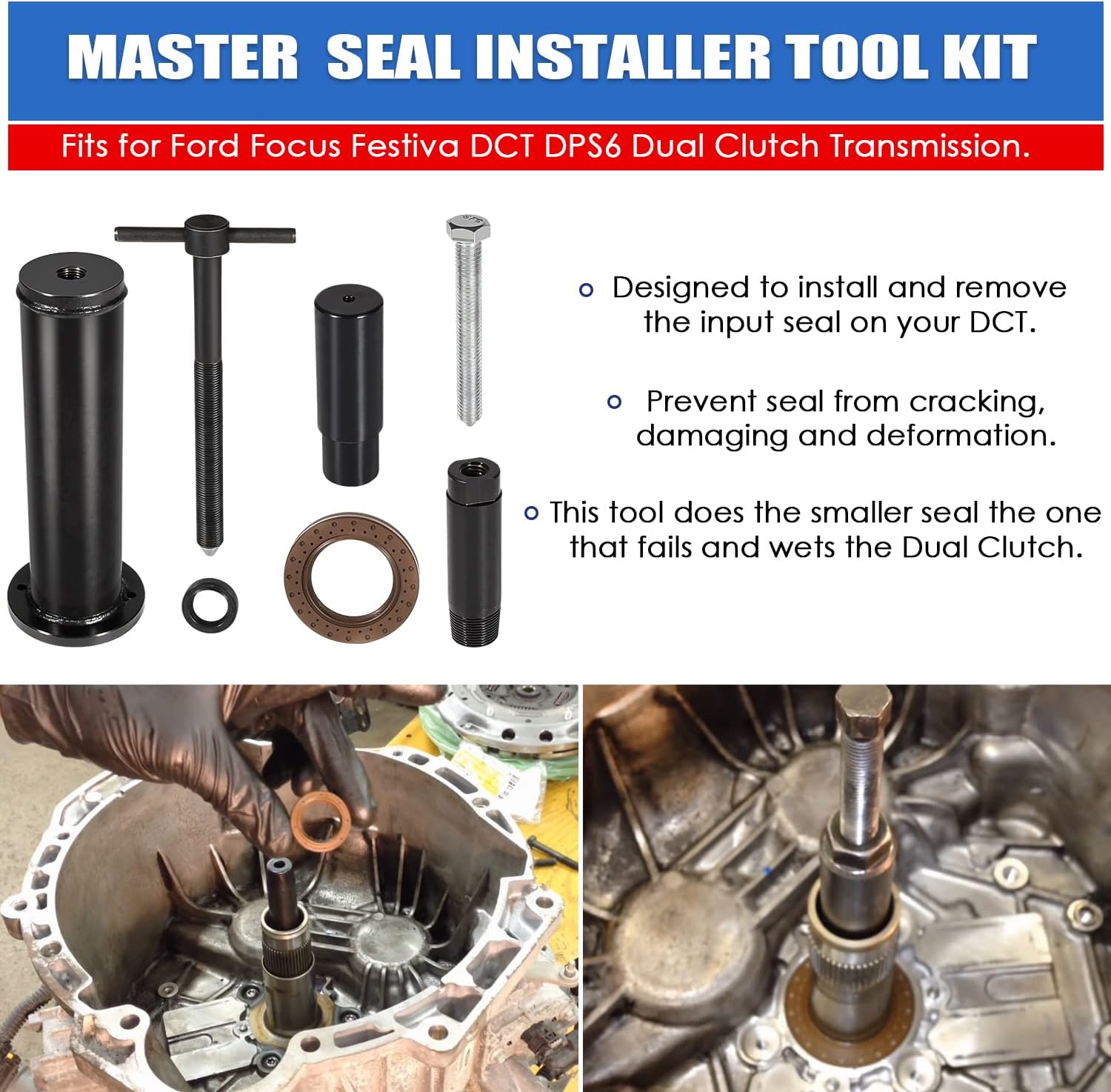Yoursme Dual Clutch Transmission Seal Installer Remover & Installer Tool Kit Fit for Ford DCT DPS6