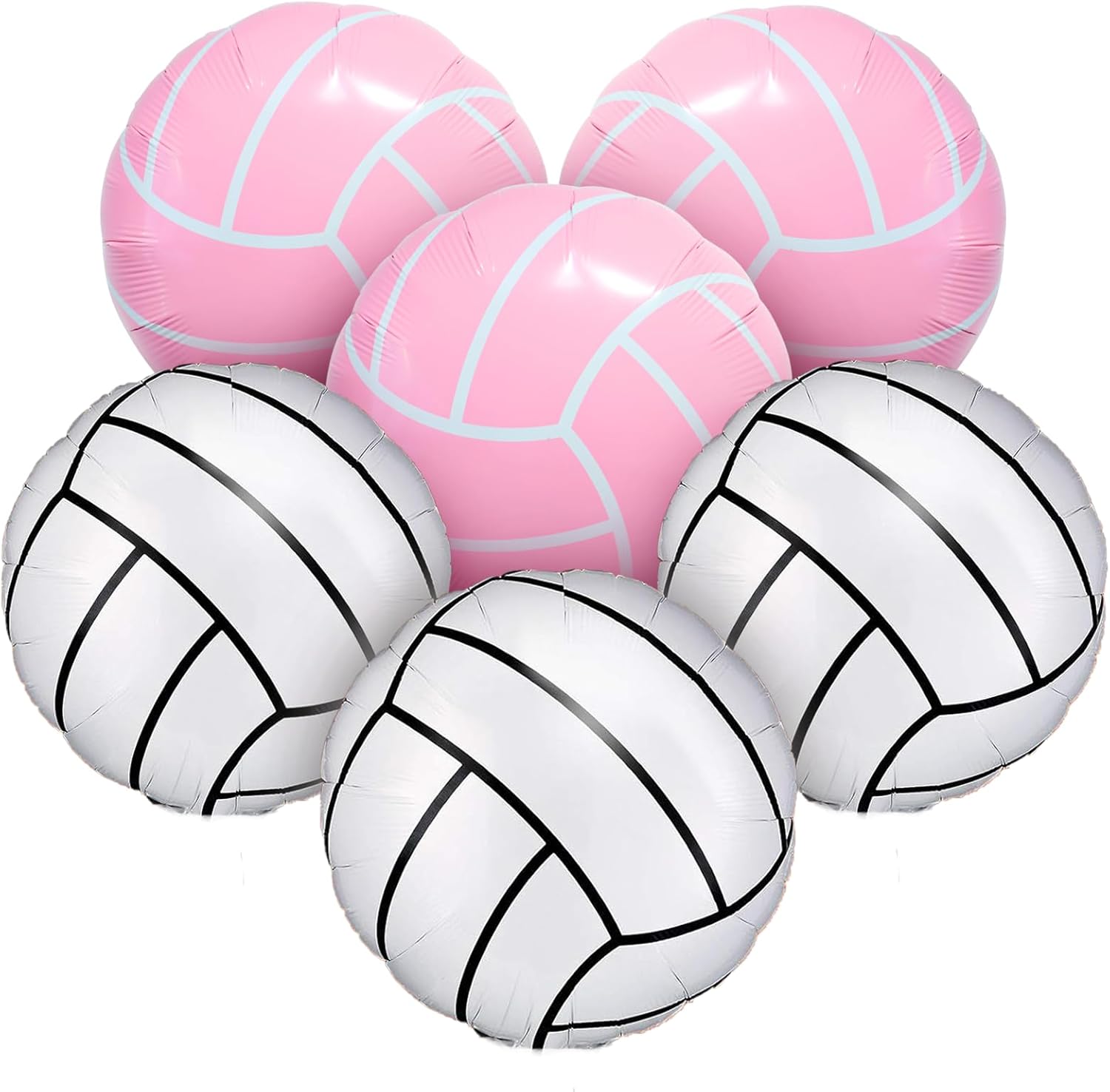Enimapod 6pcs 18" Pink & White Volleyball Balloons Kit - Volleyball Birthday Party Decor for Girls, Baby Shower, Senior Night