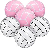 Enimapod 6pcs 18" Pink & White Volleyball Balloons Kit - Volleyball Birthday Party Decor for Girls, Baby Shower, Senior Night