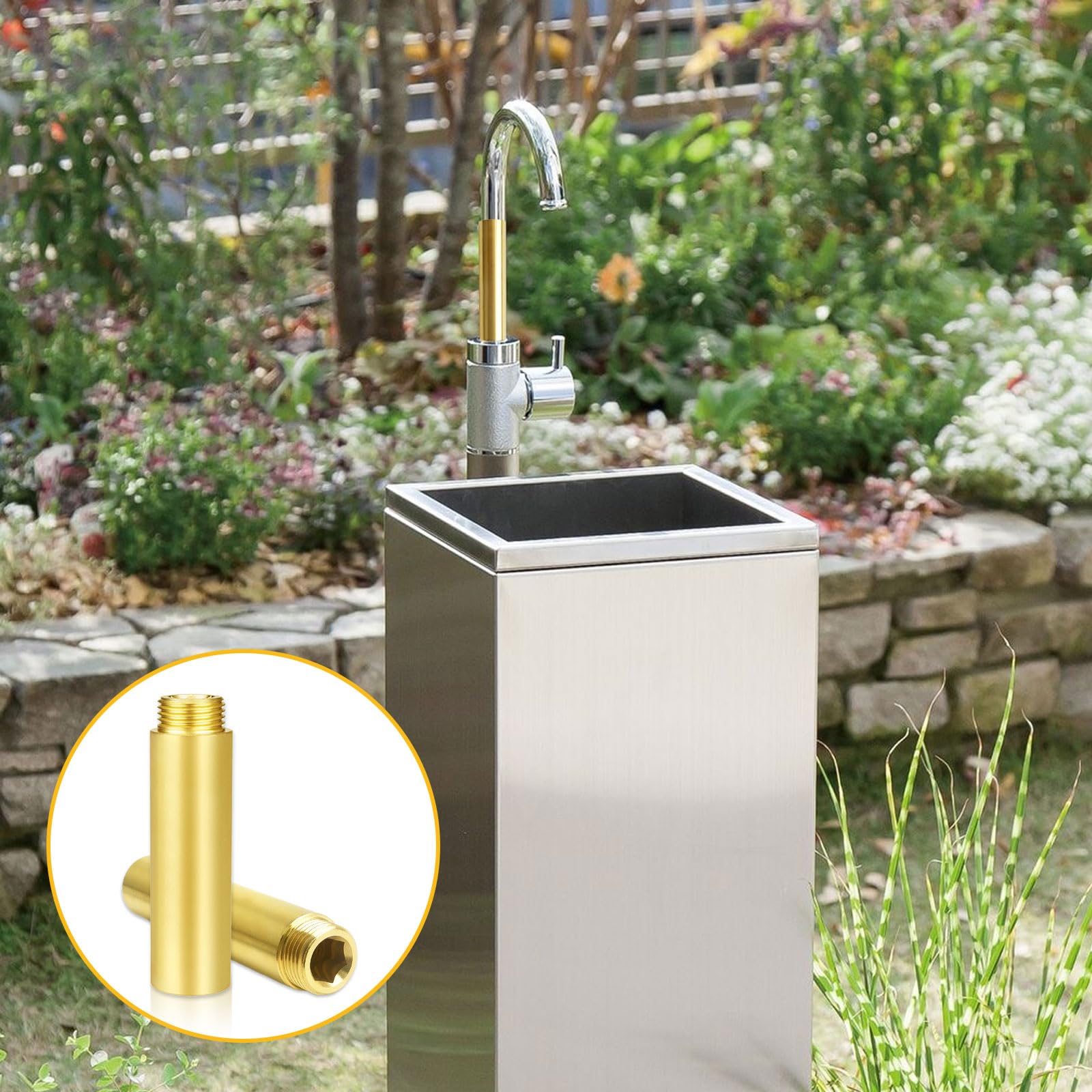 2 Pièces Rallonge de Robinet G3/4" x 50 mm, G3/4"(3/4" IG x 3/4" AG) Laiton Rallonge de Robinet, Laiton Rallonge Filetée, Rallonge de Robinet Fitting pour l'Installation de Chauffage et d'Eau Potable