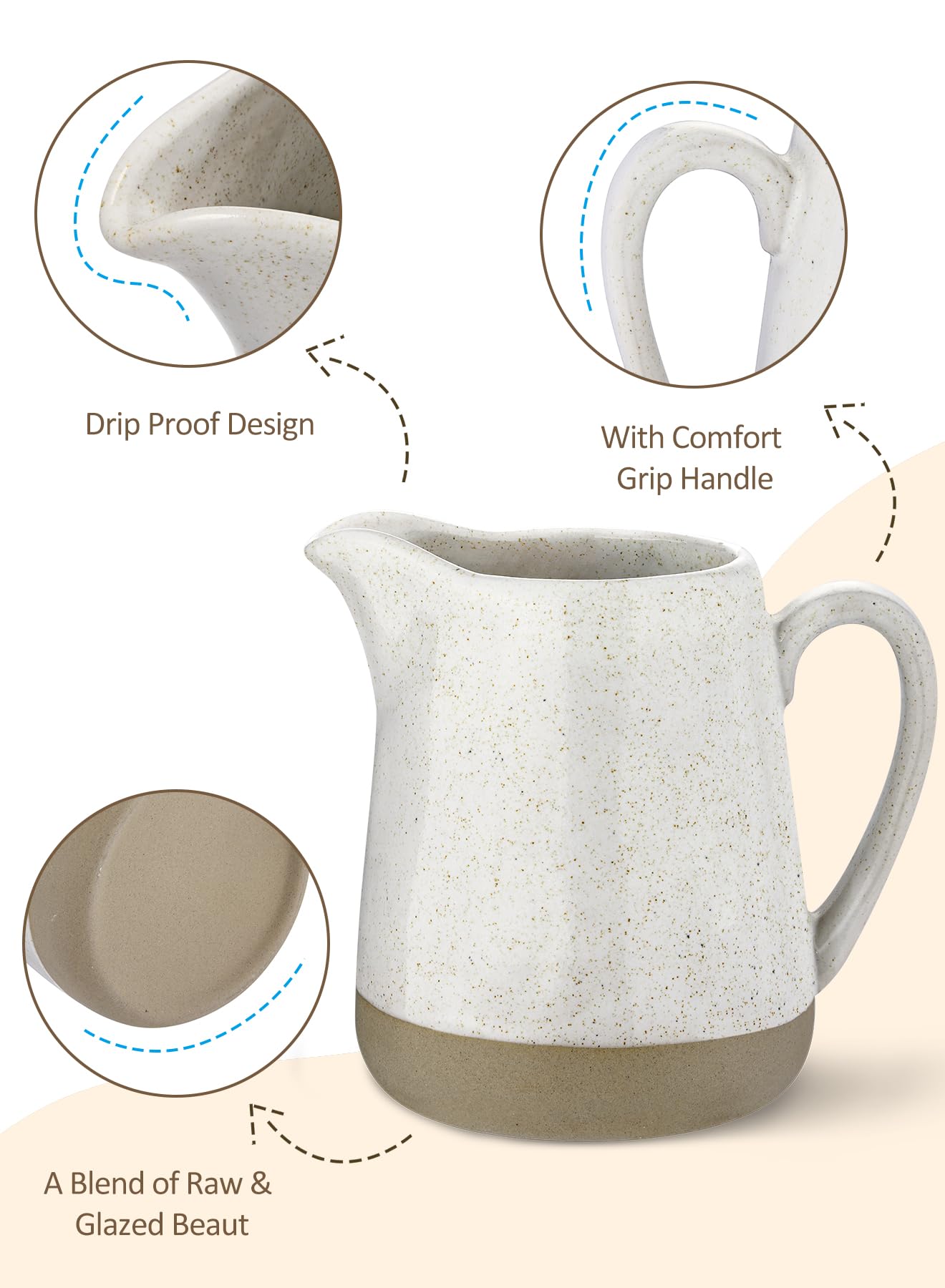Jarra de cerámica para crema de 9 onzas, vaso pequeño para leche