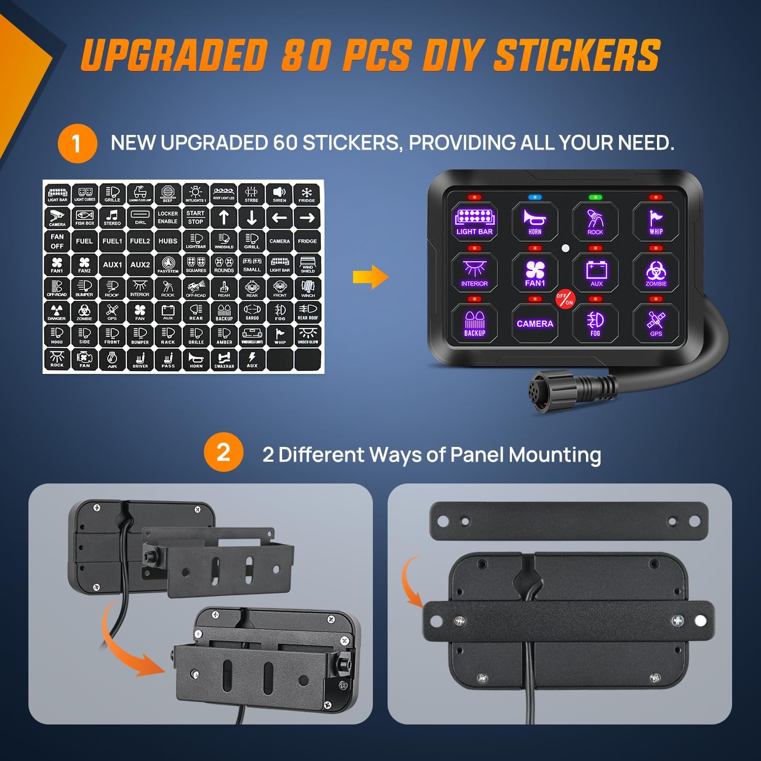 Nilight 12 Gang Switch Panel 12V 24V Universal Circuit Control Relay System with RGB Backlight Fuse Relay Wiring Harness Automatic Dimmable ON Off LED Switch Pod for Car Pickup Truck Camper SUV