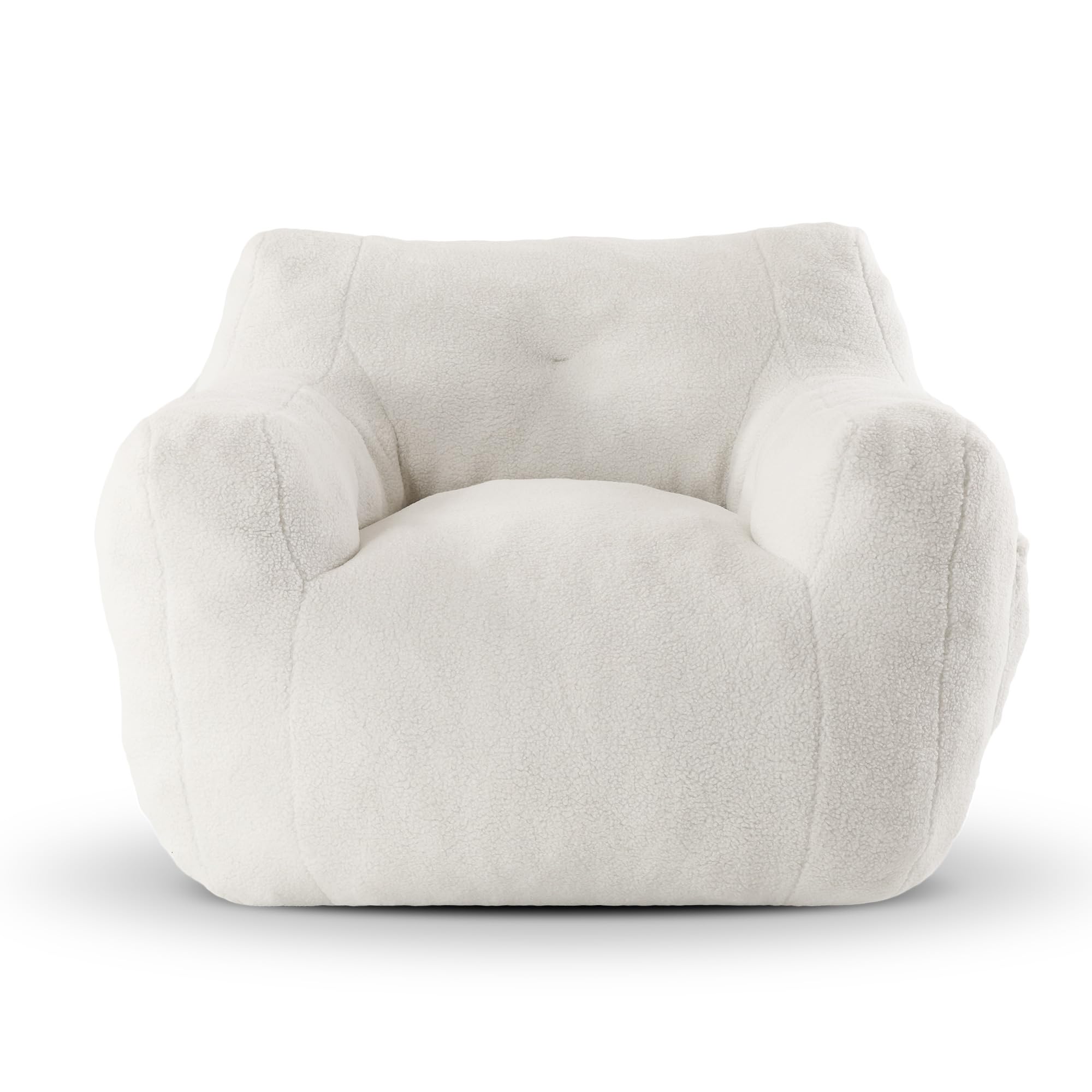 COCONINO WJ Bean Bag Chair, Adult Bean Bag Chair for Living Room, Big Beanbag Chair, Comfy Stuffed Beanbag Chair for Adults with Filling (Teddy Fabric in Ivory)