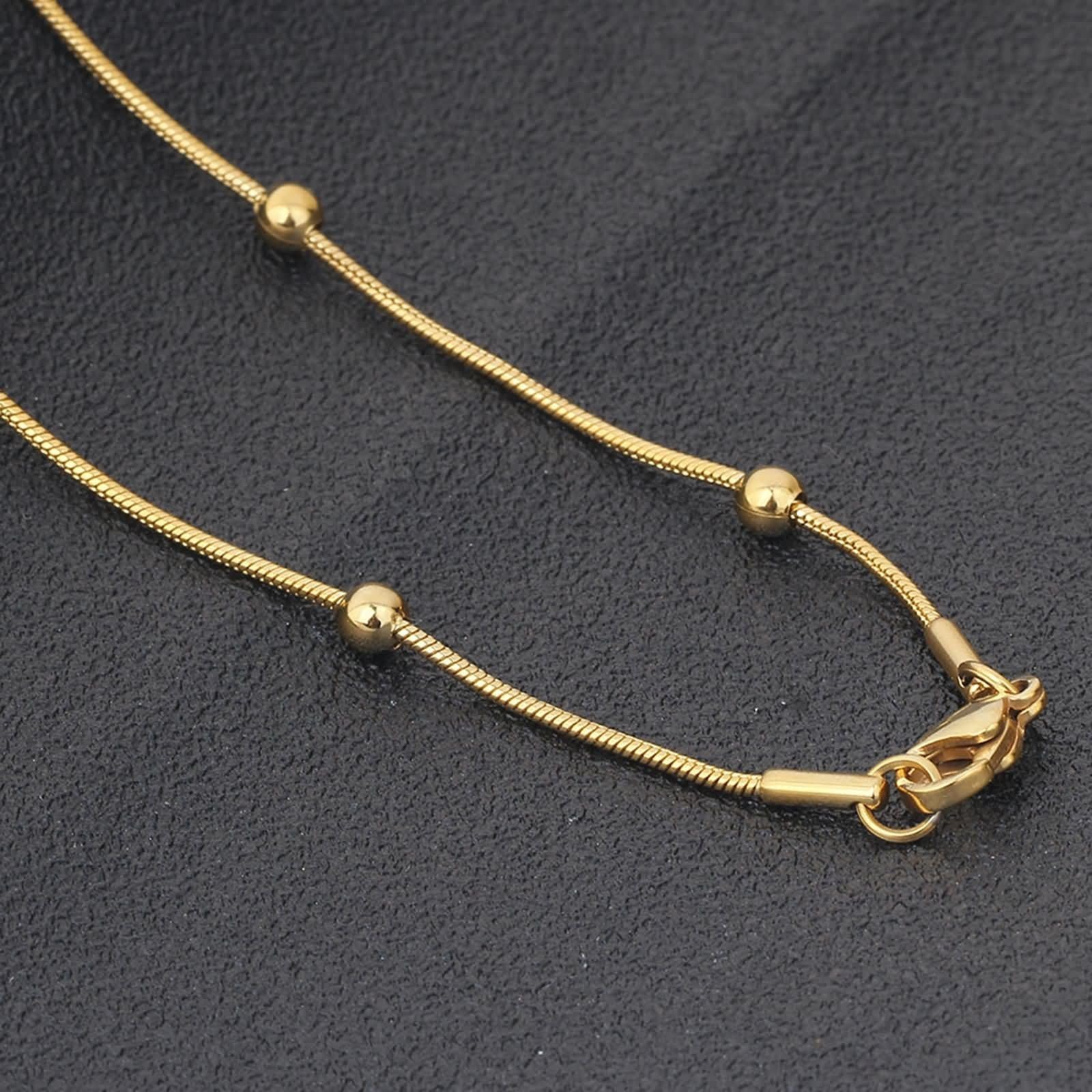 Frauen aus Edelstahl Halskette Schlangenkette und Metallperlenschmuck Halskette 18/20/22/24 Zoll