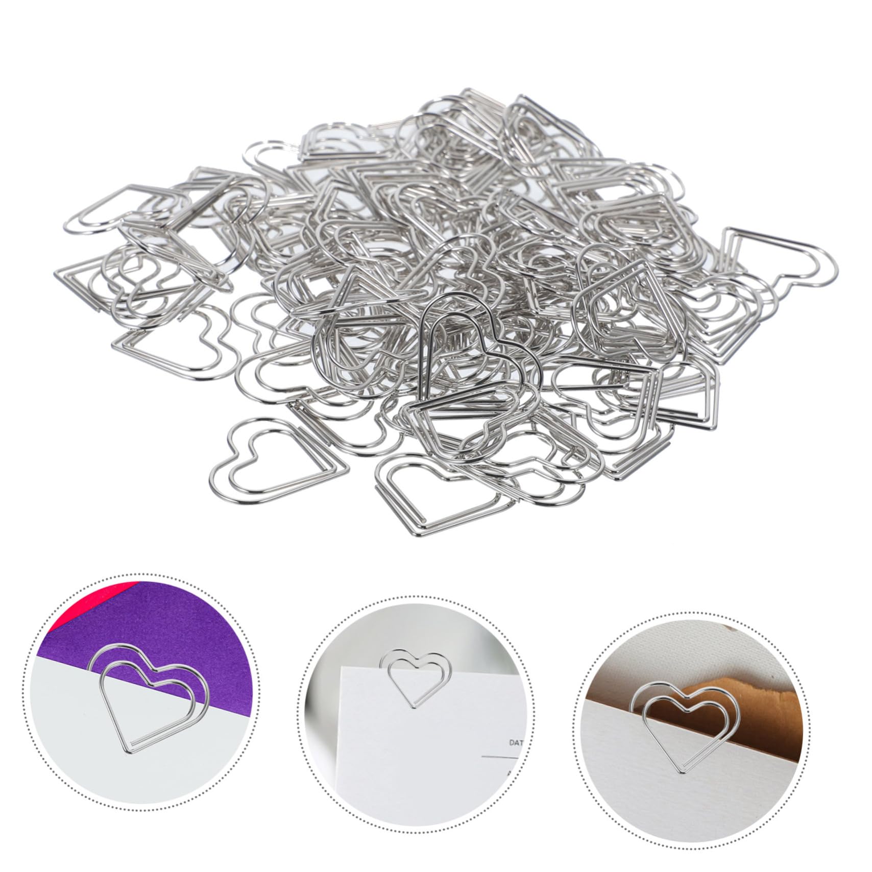 Uonlytech 5 Set Graffetta Ufficio Cuori Piccole Clip Di Carta Cuore A Forma Di Graffette Novità Graffette Decorative Graffette Di Metallo Argento 100 Pezzi * 5