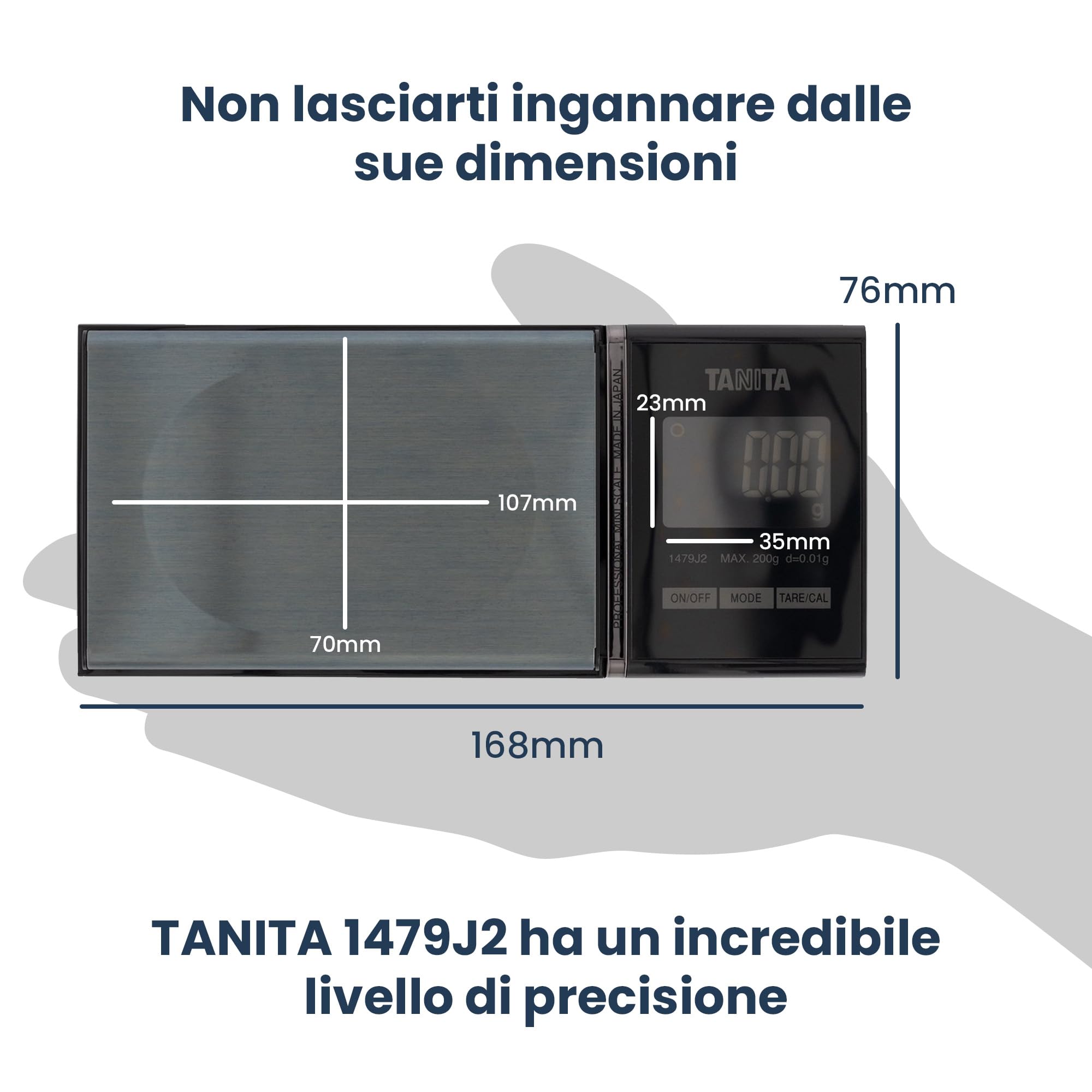 Tanita - 1479J2, Bilancia di precisione professionale, Capacità 200 g, Precisione 0,01 g