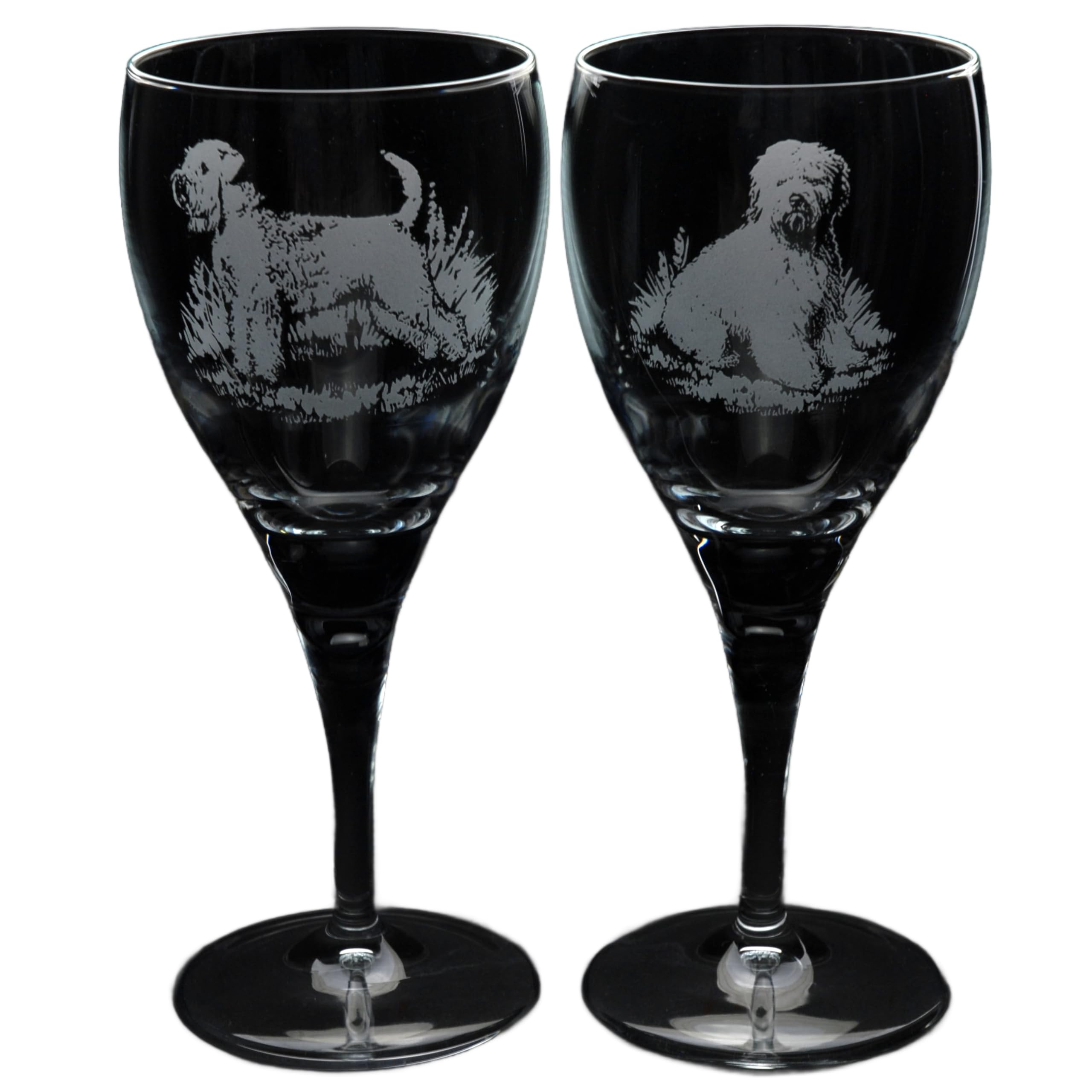 GLYPTIC Glass Art Wheaten Terrier Dog Placement Hand Etched/Engraved Crystal Wine Glass