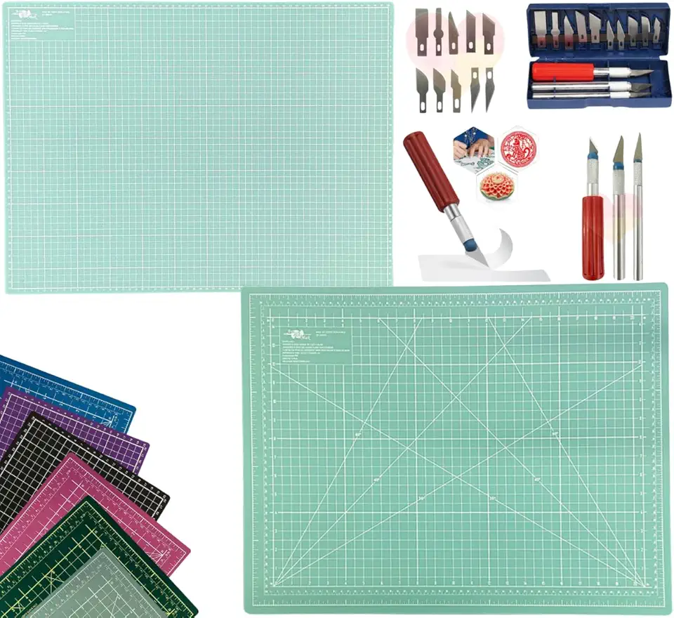 Base de Corte Dupla Face Multiuso Cortar Papel Tecido Artesanato Patchwork Scrapbook Estilete de Precisão Profissional (Tiffany)