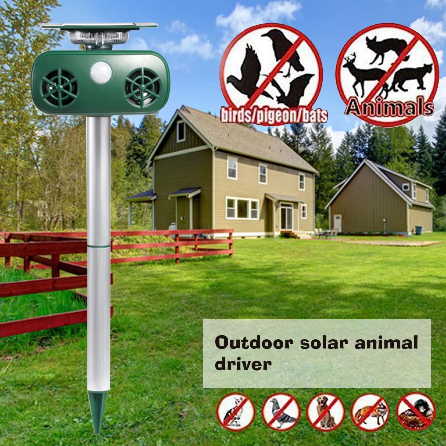 Repellente a ultrasuoni per gatti, uccellini, USB, impermeabile, per animali domestici, con sensore di movimento, flash, repellente per giardino, cortile, cortile