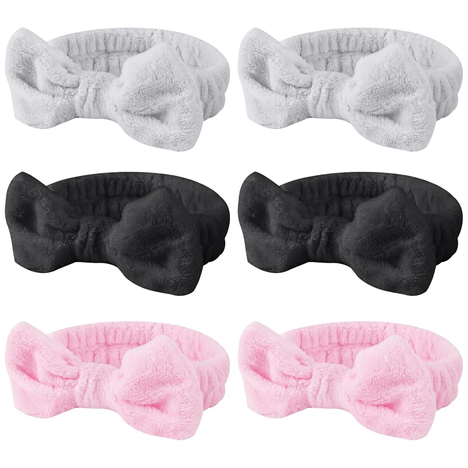 6 uds. De maquillaje for lavado de cara for mujer, diadema elástica lana Coral blando, pañuelo para Belleza Lavado de Cara Bañarse(GRAY)