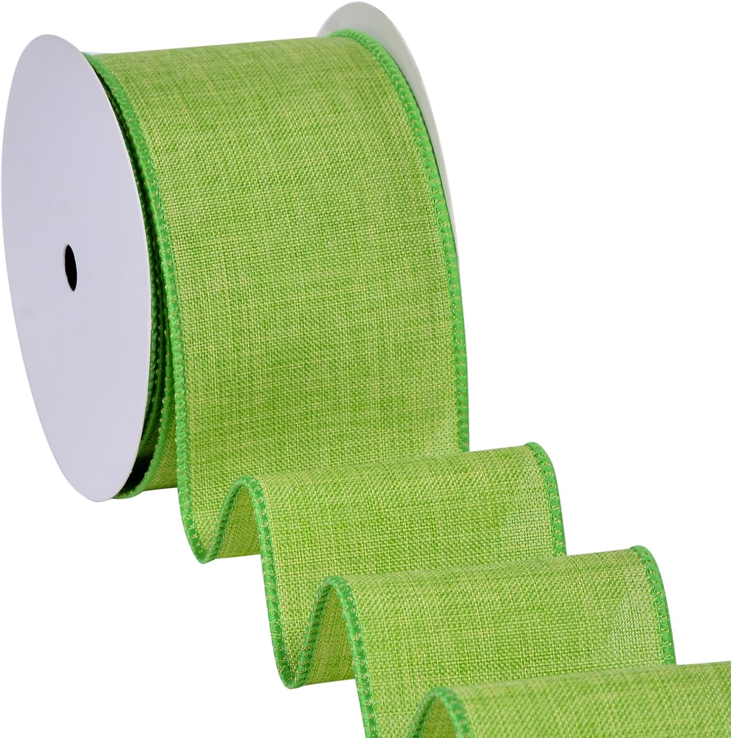 Ribest Light Green Linen Wired Ribbon, 2.5 in 10 Yd