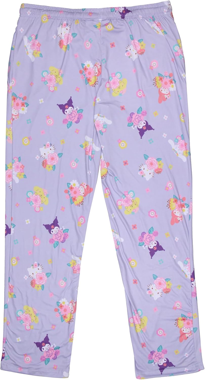 Women's Sanrio Hello Kitty and Friends My Melody Kuromi Cinnamaroll Pompompurin Floral Adult Pajama Pants - Image 5