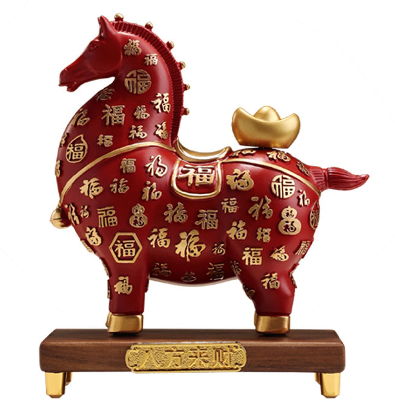 Horse Statue,Chinese Feng Shui Red Fire Horse Office Desk Decor for Fortune