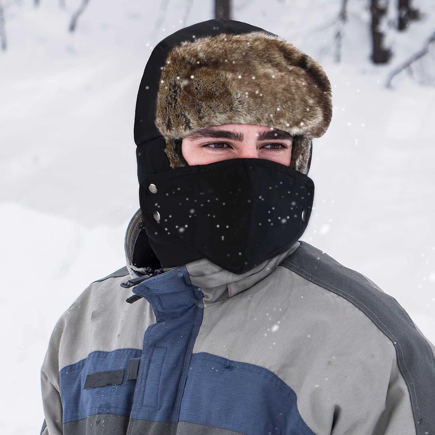 Zhehao Winter Trapper Hat Gloves Scarf Set for Men Waterproof Plush Lined Trapper Hat Touchscreen Glove Warm Soft Scarf - Image 6