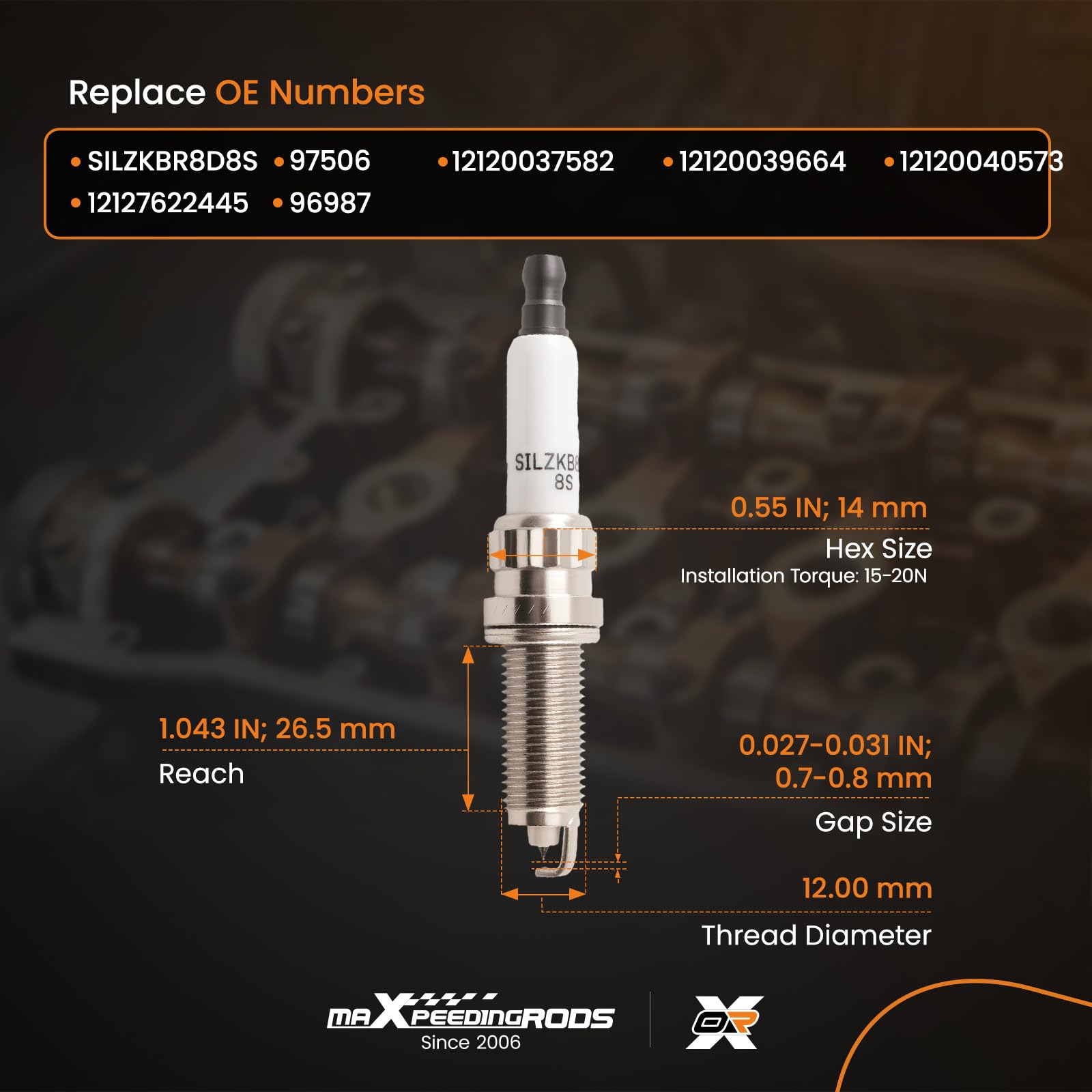 Amazon | maXpeedingrods 8個 イリジウム スパークプラグ SILZKBR8D8S