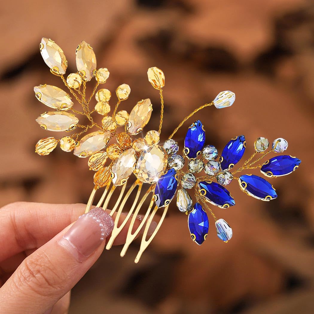 Peineta para damas de honor doradas de cristal tocado mariposa boda accesorios para el pelo para mujeres
