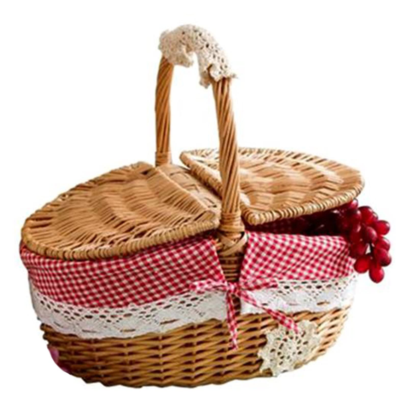 Handmade Camping Picnic Basket Zakupy Organizator Kosz I Rękojeść (Color : Brown)