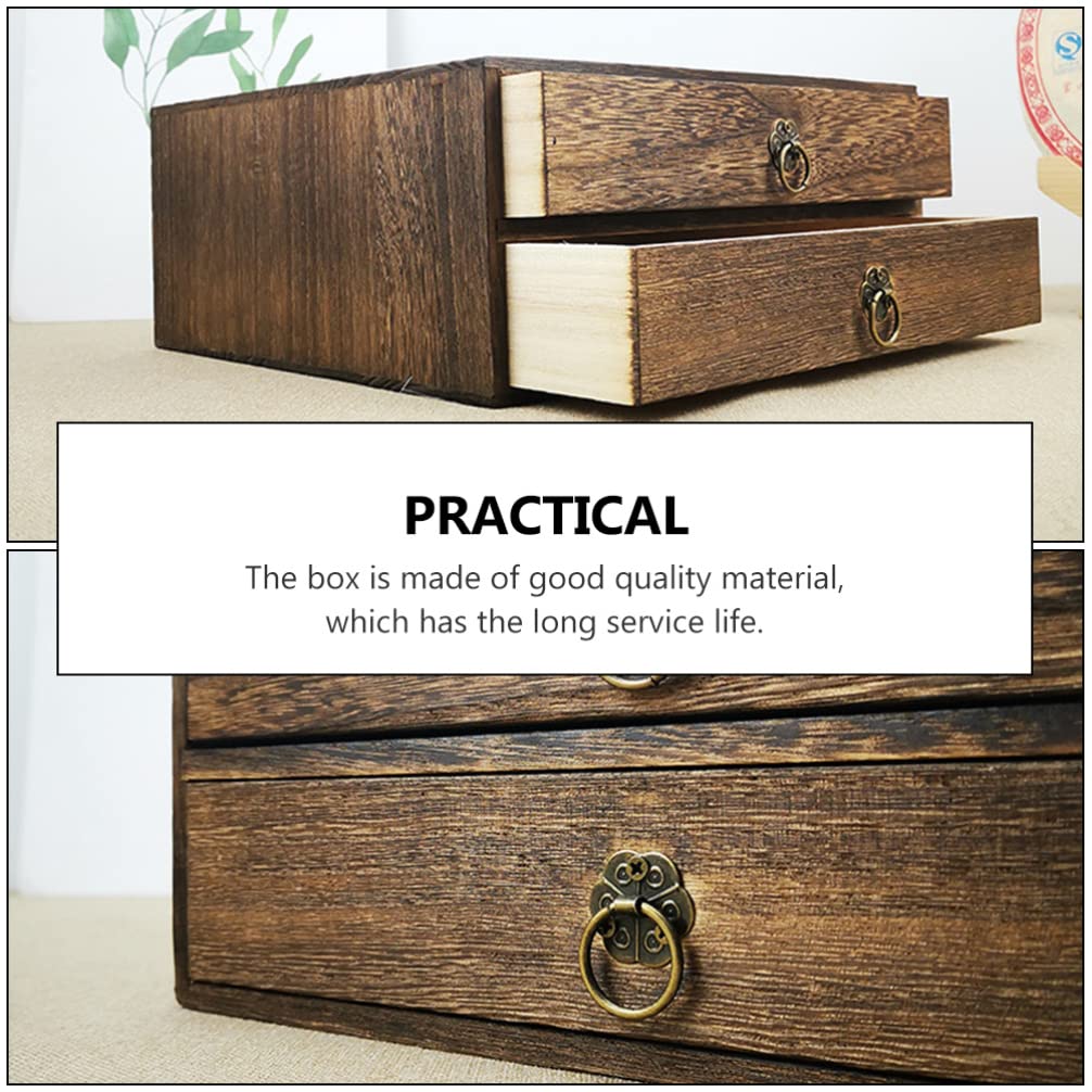 Kleine Aufbewahrungsbox aus Holz mit Schubladen Typ wenig tief 2 Schichten Schrank Schreibtisch Organizer für Zubehör, 25,5 x 24,5 cm (59RU18UOET33SNLC0Y71DIH)