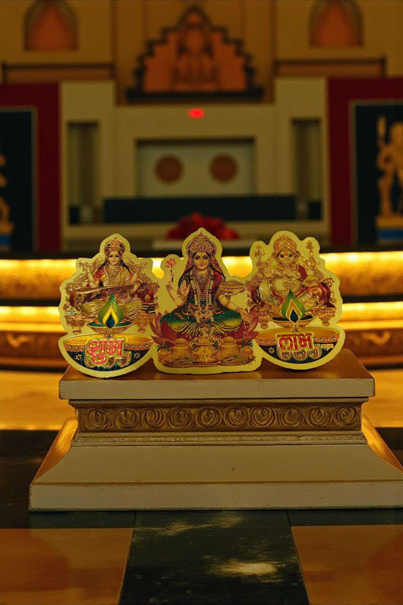 Stickers Diwali Laxmi Ganpati Saraswati dorés pour décoration de porte