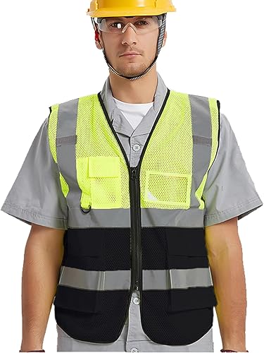 Miniatura 7 de BeautyWill Chaleco de malla de seguridad personalizado, chaleco reflectante con logotipo clase 2 Hi Vis, chaleco de constucción unisex con 5