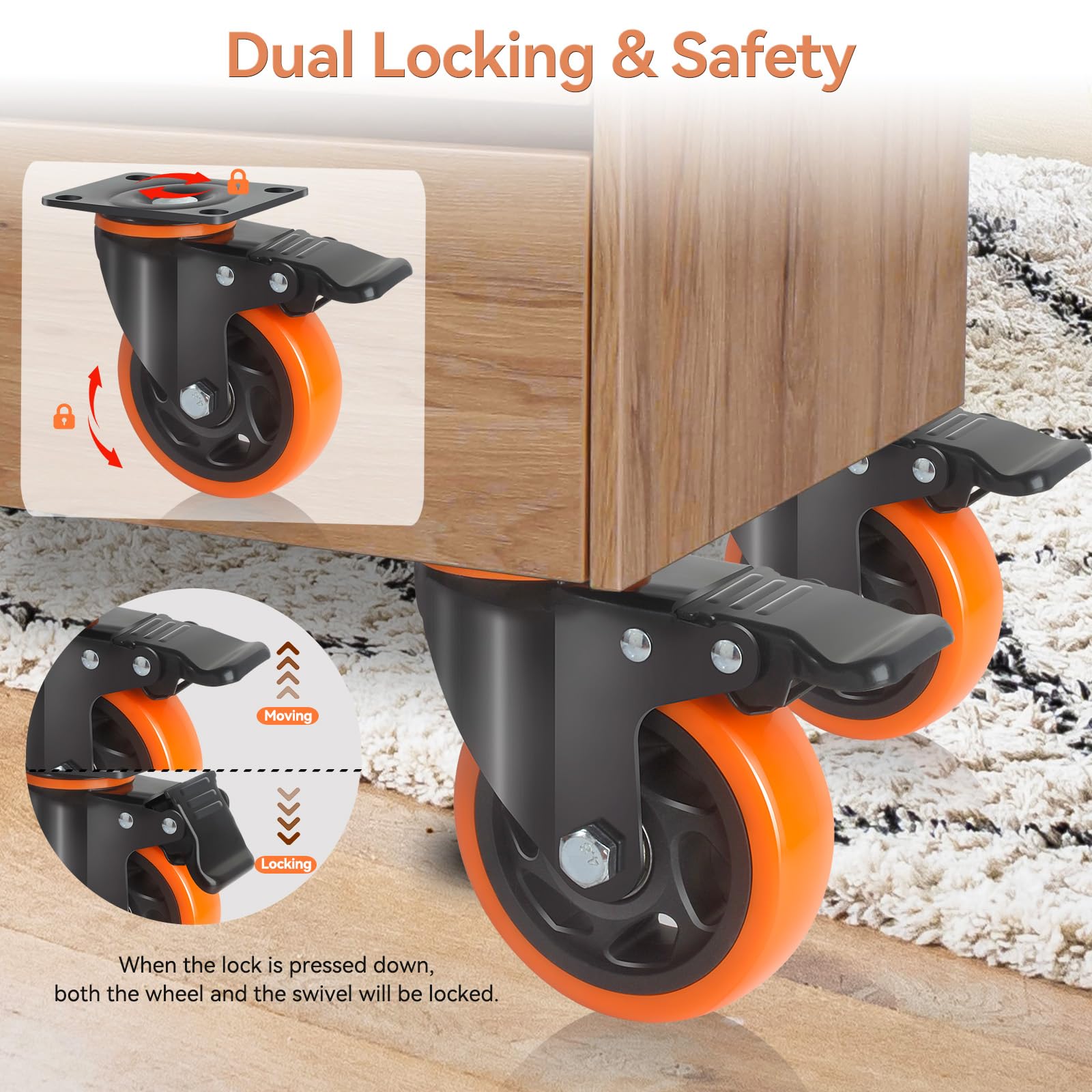 Cart Wheels Caster Wheels Swivel For Cart Steel With Brake Heavy Duty ...