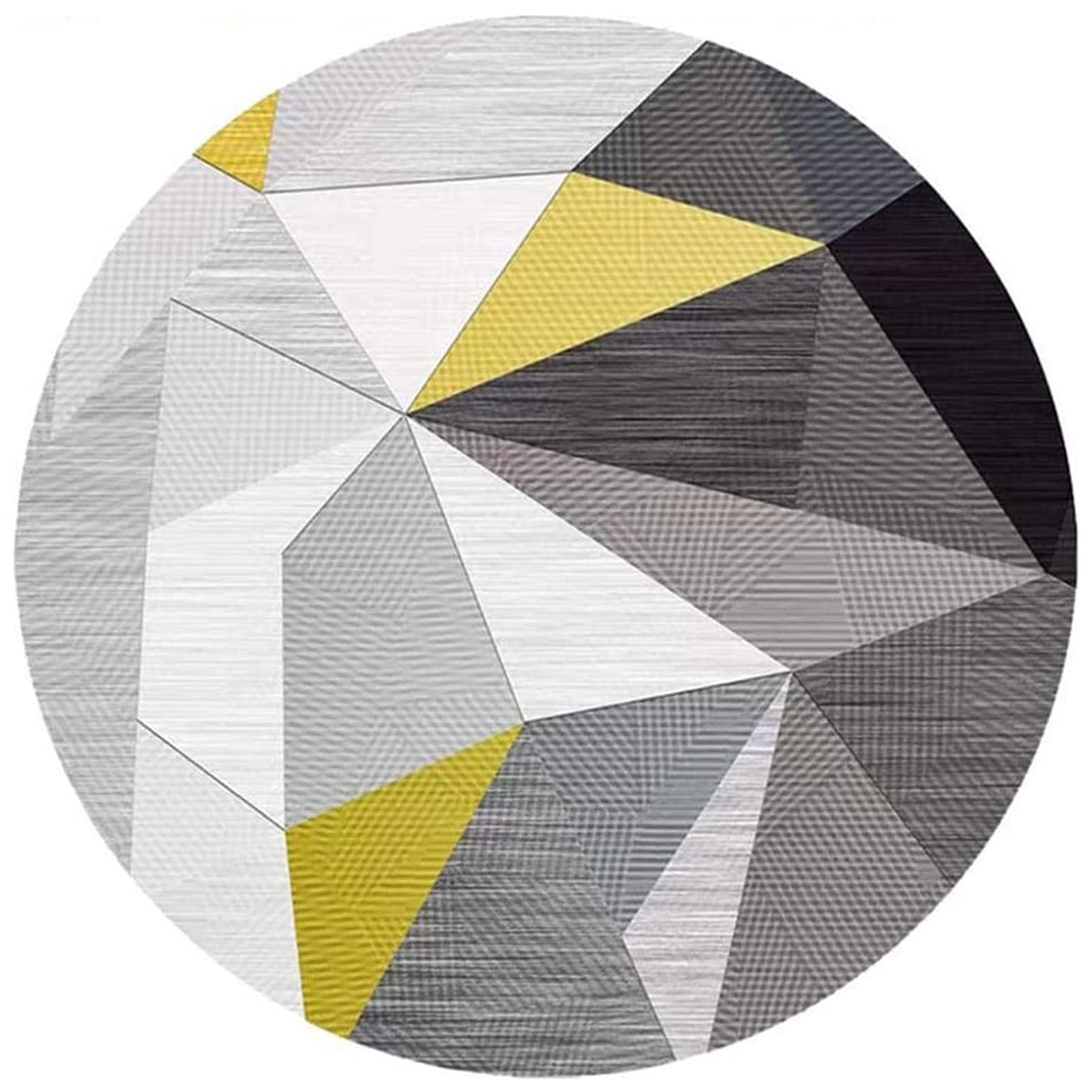 Tapis rond gris pour salon et chambre avec motif géométrique