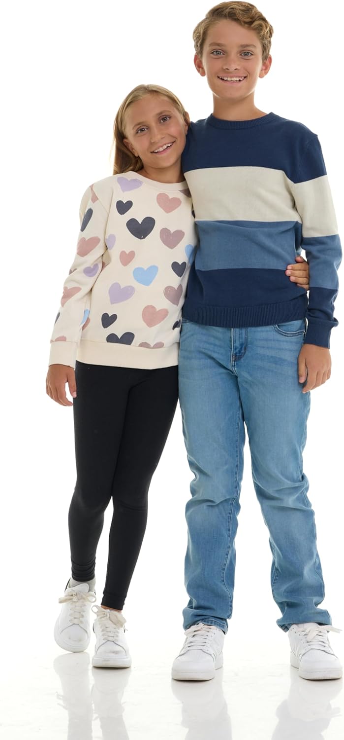 Boys 100% Cotton Crewneck Sweater Soft Knit Pullover for Fall and Winter Long Sleeve Warm Knit - Image 5