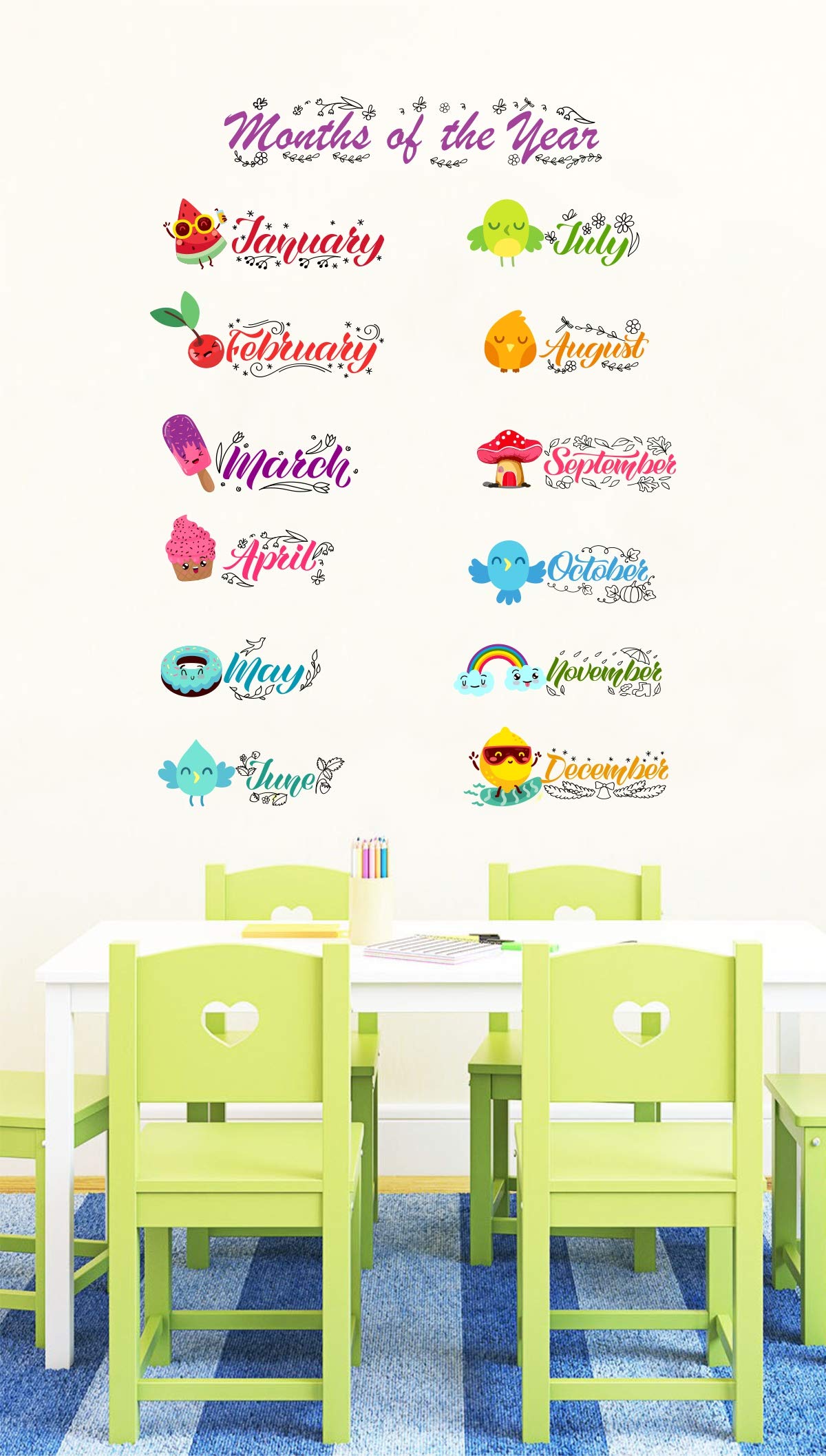 Decal O Decal Vinyl  Months of The Year  Wall Stickers (Multicolour) (B07XM7XDV7) Amazon Price History, Amazon Price Tracker