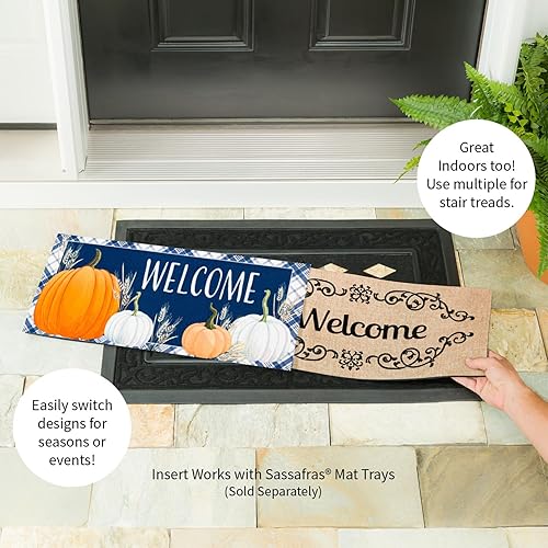 Miniatura 3 de Evergreen Sassafras - Tapete de entrada intercambiable con calabazas a cuadros Interior y exterior 22 pulgadas x 10 pulgadas Parte trasera