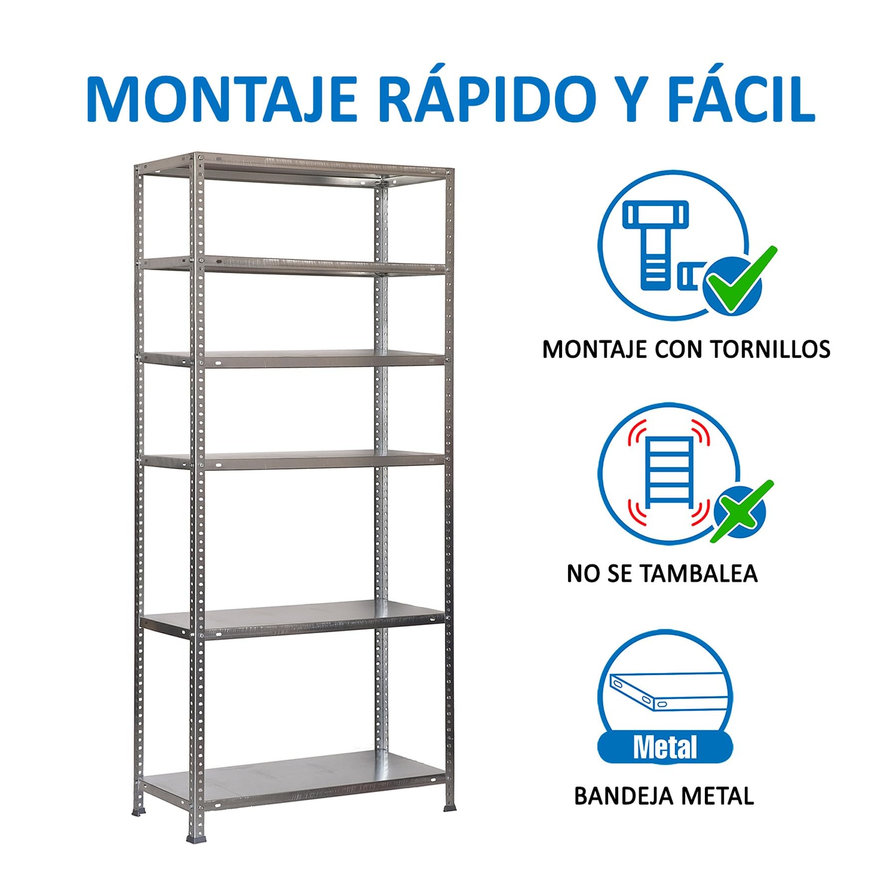 Simon Rack Estanterias Metalicas 2000x900x300 mm, 6 Baldas Metalica, 75 kg de Punto Flexión, Estanterias Almacenaje, Galvanizado - Advantage