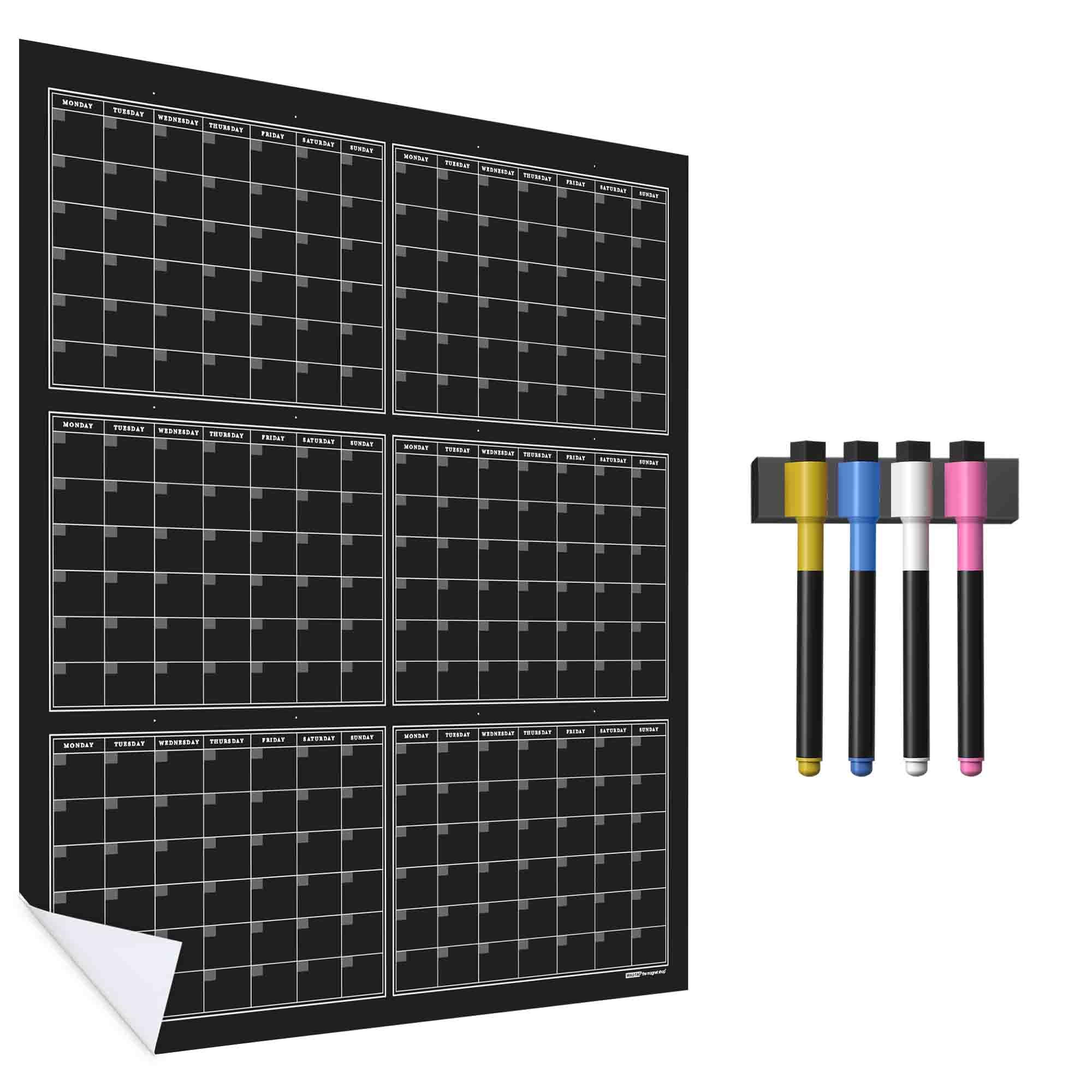WallTAC Yearly Wall Planner Sticker, Removable and Wipeable Office Planner A2 | Reusable Every Year - 3, 6 or 12 Month to View | for Home, School, University or College