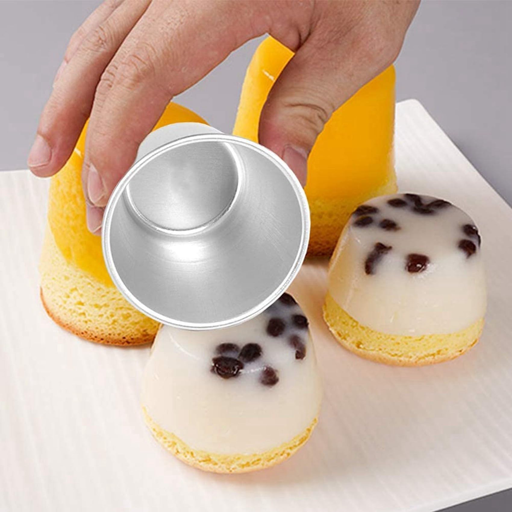 Molde de Aluminio Dariol de 36 Piezas, para Hornear Moldes para Crema de Postre Pudín Dariole Molde Antiadherente Redondo para Tarta de Huevo, para Hornear
