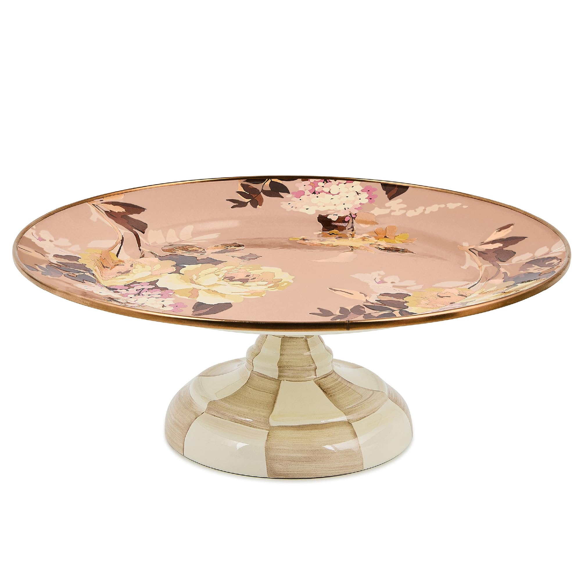 MACKENZIE-CHILDS Pedestal Platter, Small, Wild Rose Mauve