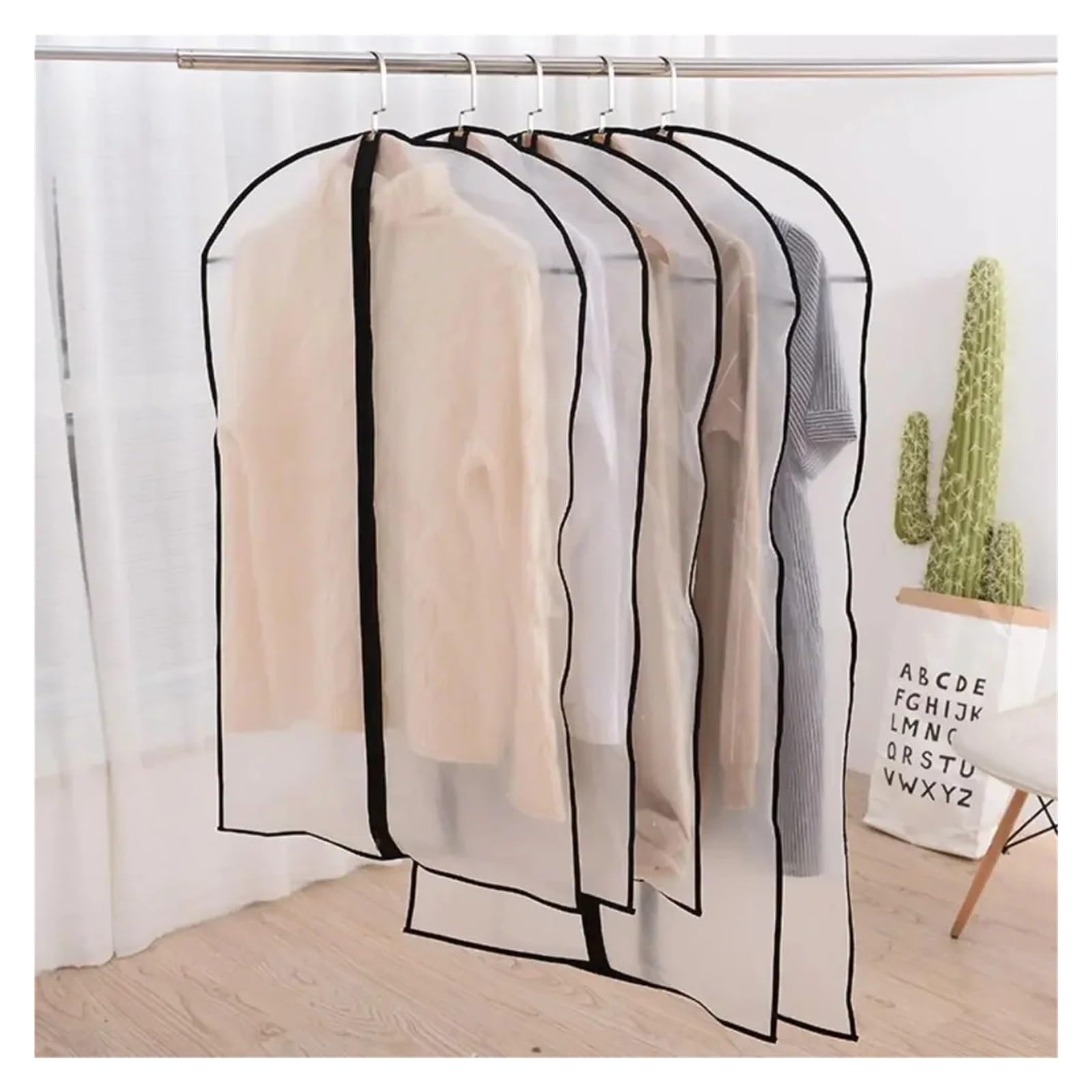 Funda Para Burro De Ropa Bolsas de cubierta tela a prueba polvo, ropa colgante, vestido, traje, abrigo, antipolvo, bolsa almacenamiento for el hogar, estuche organizador(60x120,10 PCS)