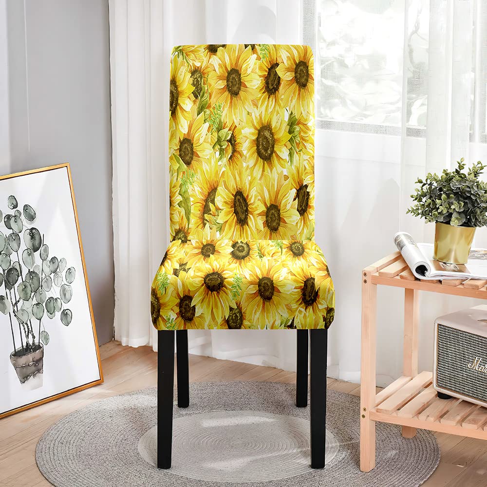 Coprisedie Elasticizzati Con Stampa Girasoli - Set Da 6 Pezzi Lavabile