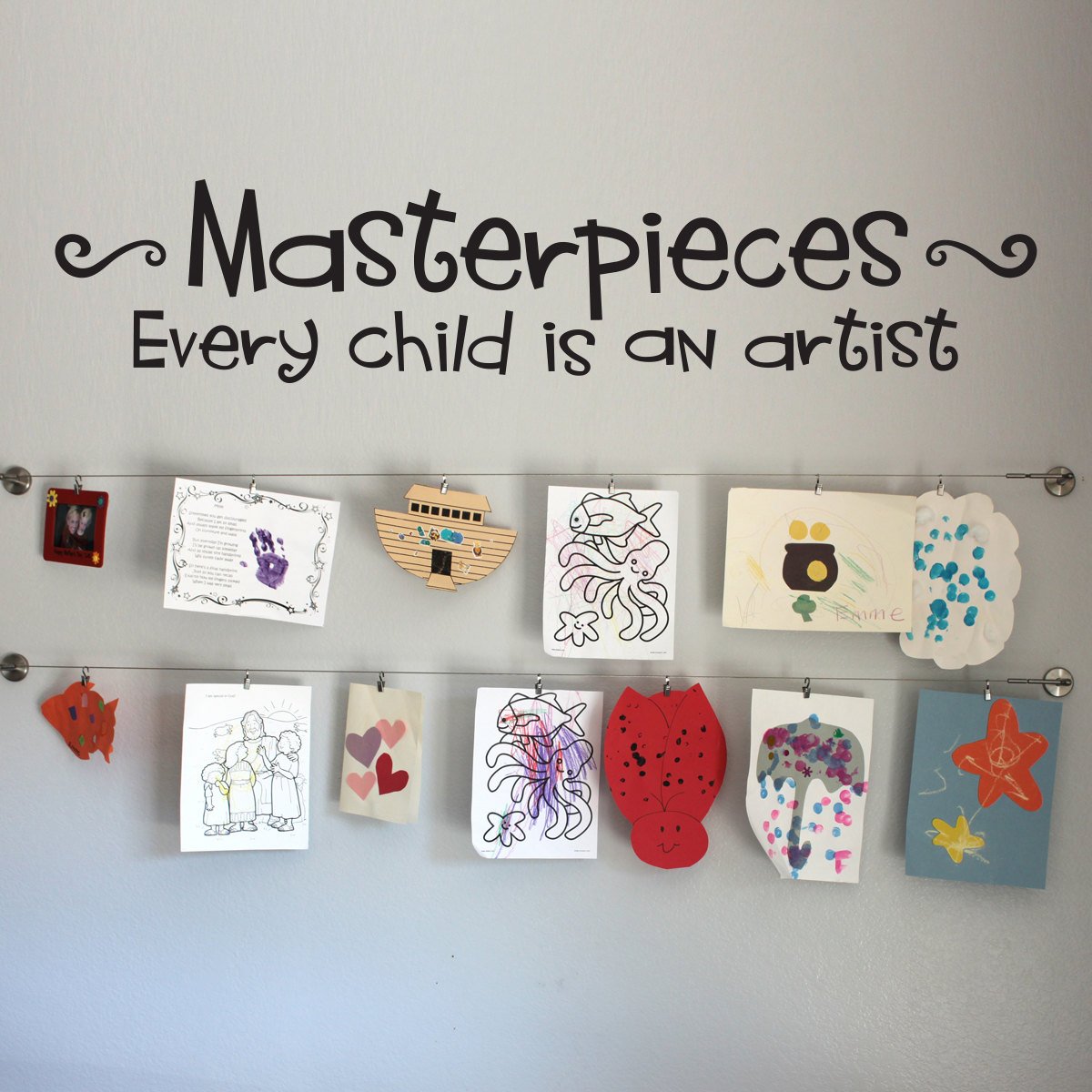 Adacarroll Black Masterpieces Wall Decal Every Child Is An Artist Children Artwork Display Decal Sizes Customize 7.5"X36"