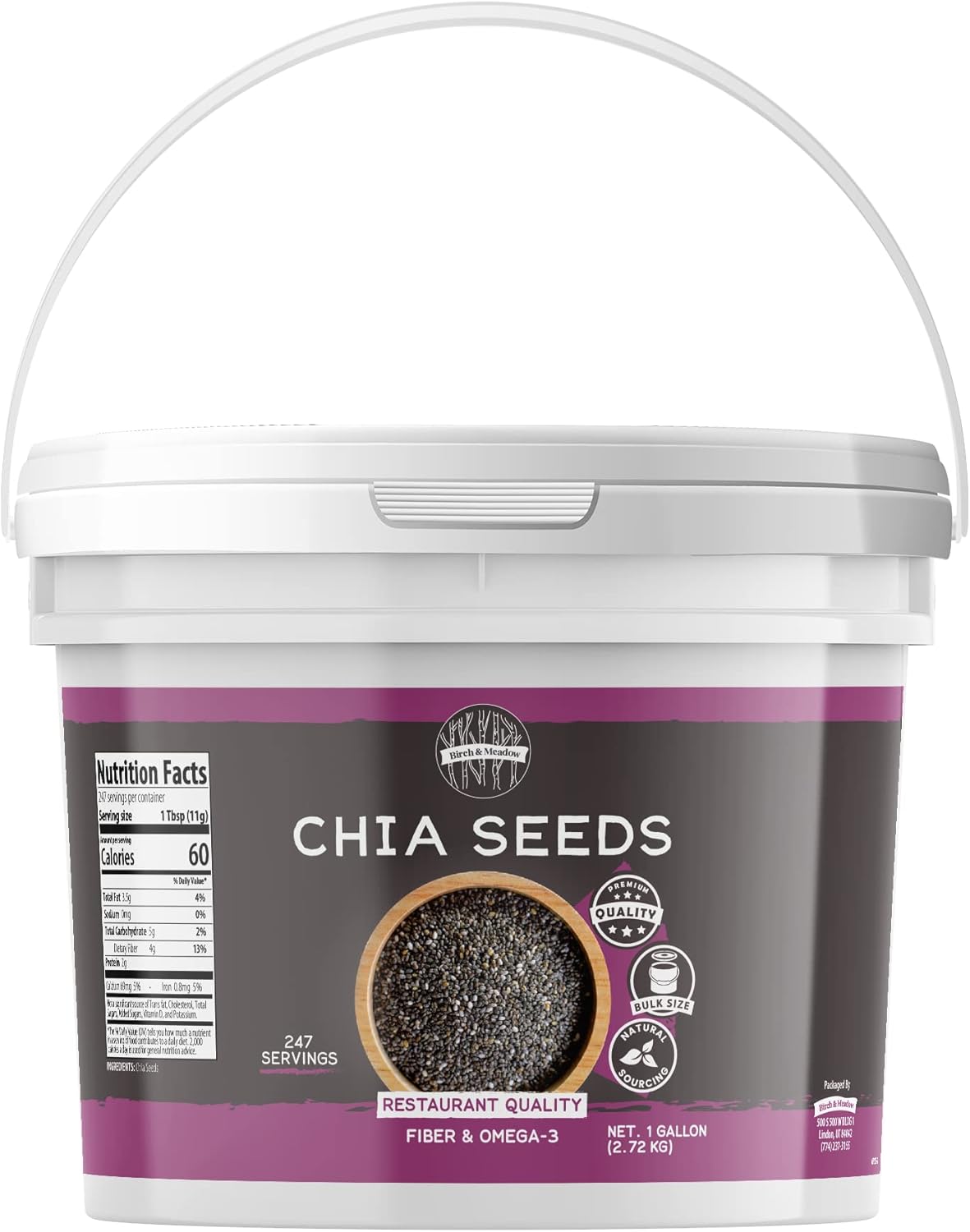 BIRCH & MEADOW Flax Seed Meal & Chia Seeds Bundle, 1 Gallon Each, Versatile Ingredients, Oatmeal & Smoothies, Flavorful