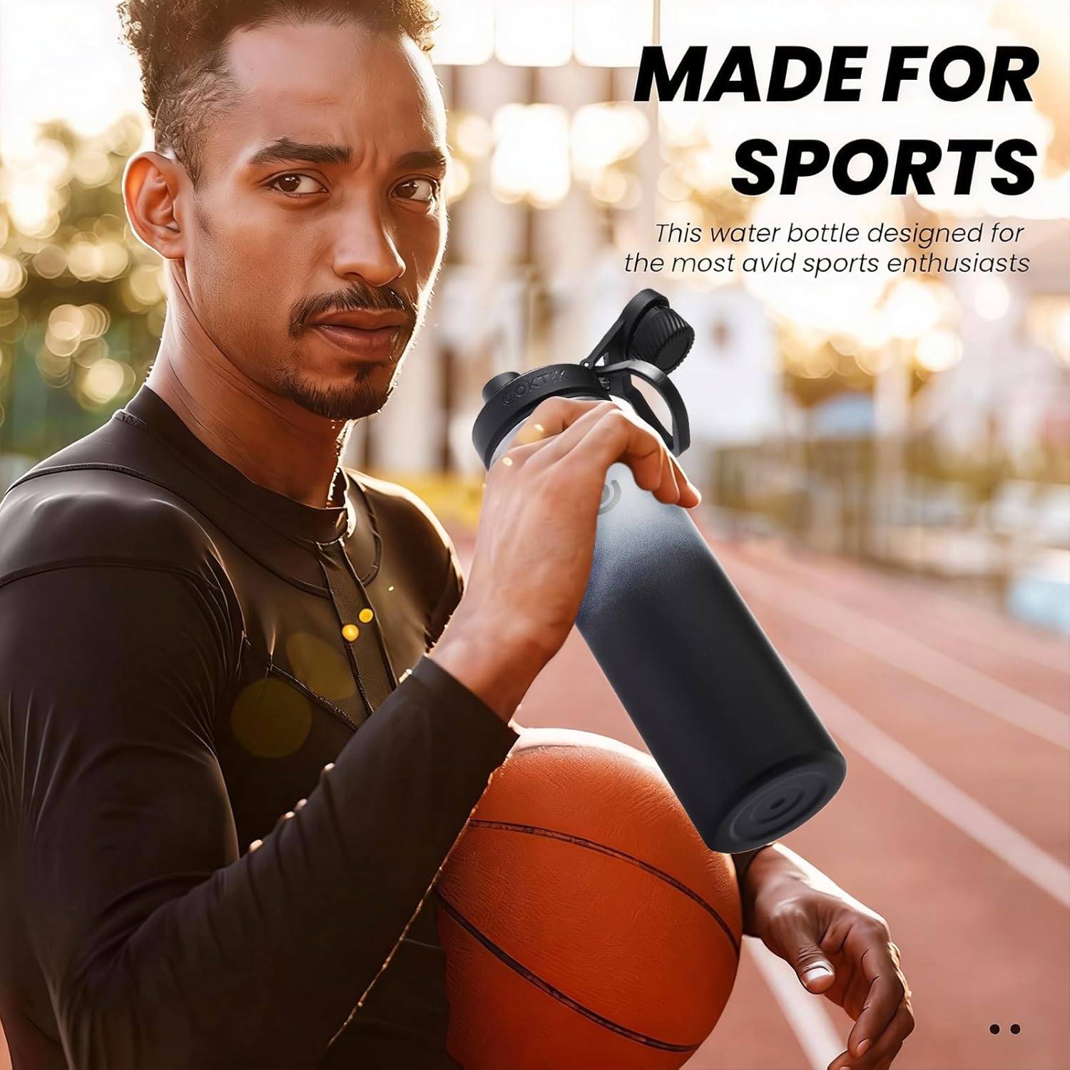 Sports Water Bottle 22oz, Insulated Water Bottle with Handle,Stainless Steel,Simple Modern,Suitable for Travel, School, Boy, Girl(Day & Night)