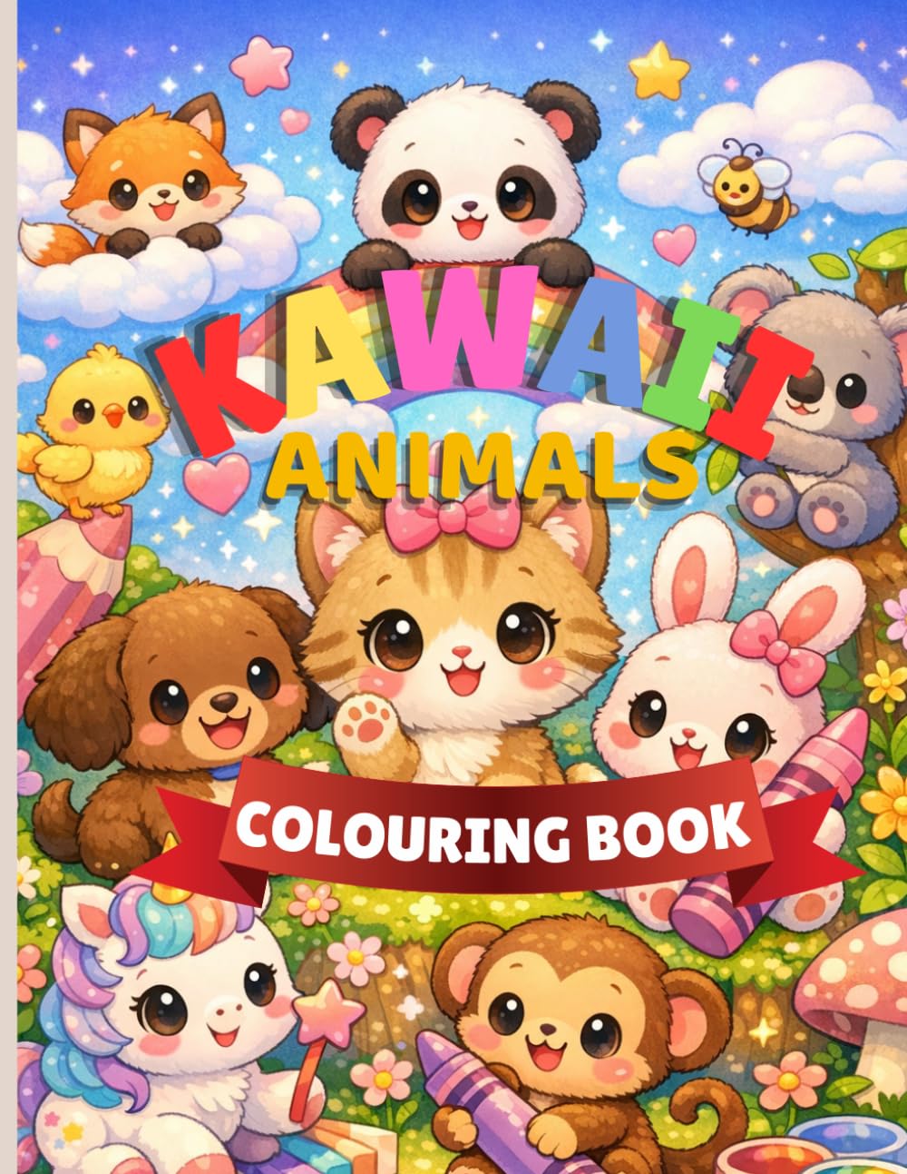 MY FIRST KAWAII ANIMAL COLORING BOOK: Bold and Adorable Designs for Kids