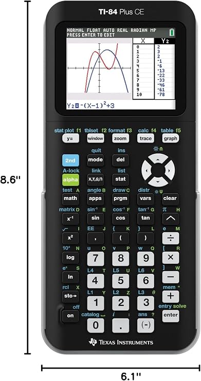 Texas Instruments TI-84 PLUS CE Graphing Calculator, Black (Frustration-Free Packaging) (84PLCE/PWB/2L1/A)