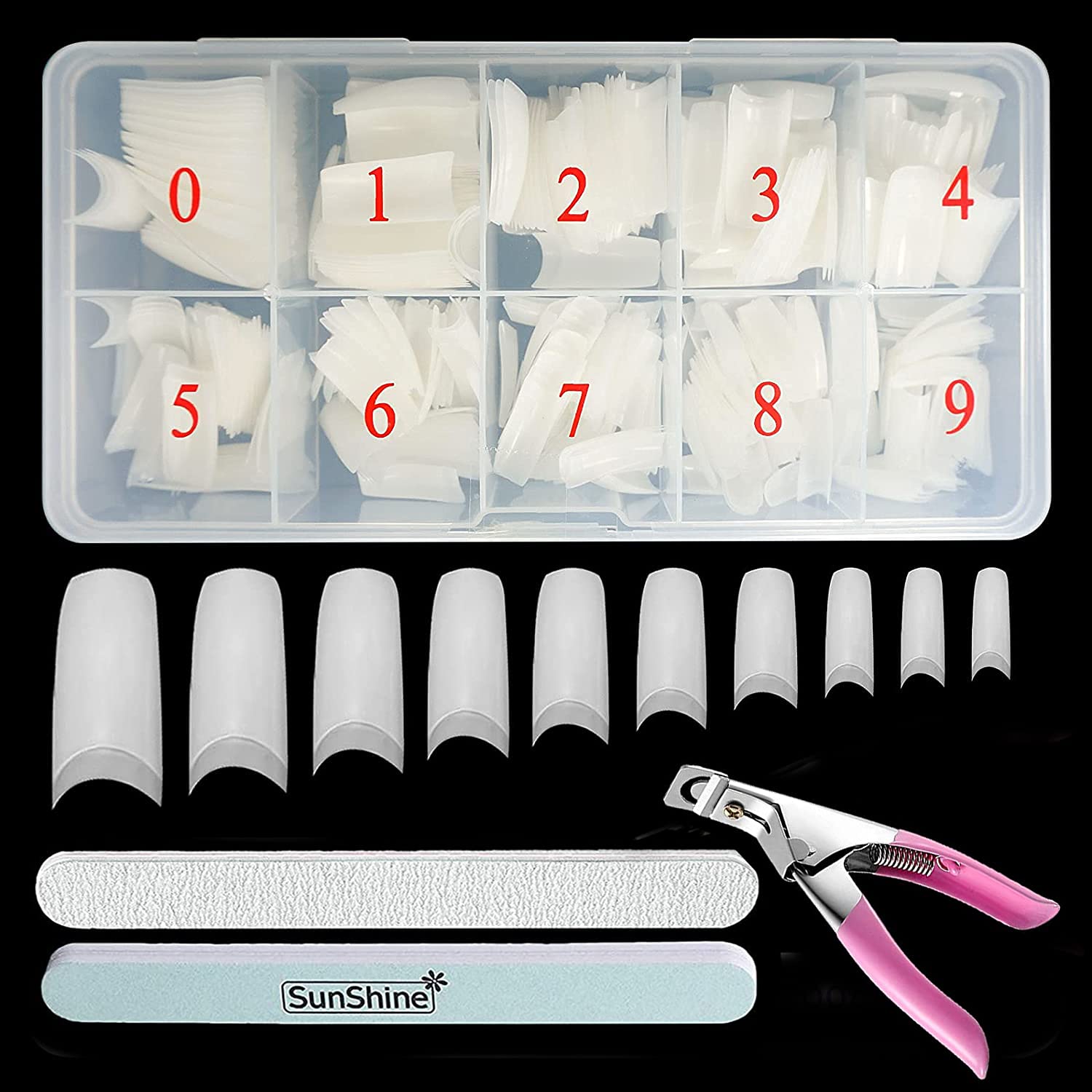 500 Pcs Acrylic Fake NailsTips, Natural French Nail Kit with Nail Clipper and Storage Case for Nail Art Salon and Home DIY