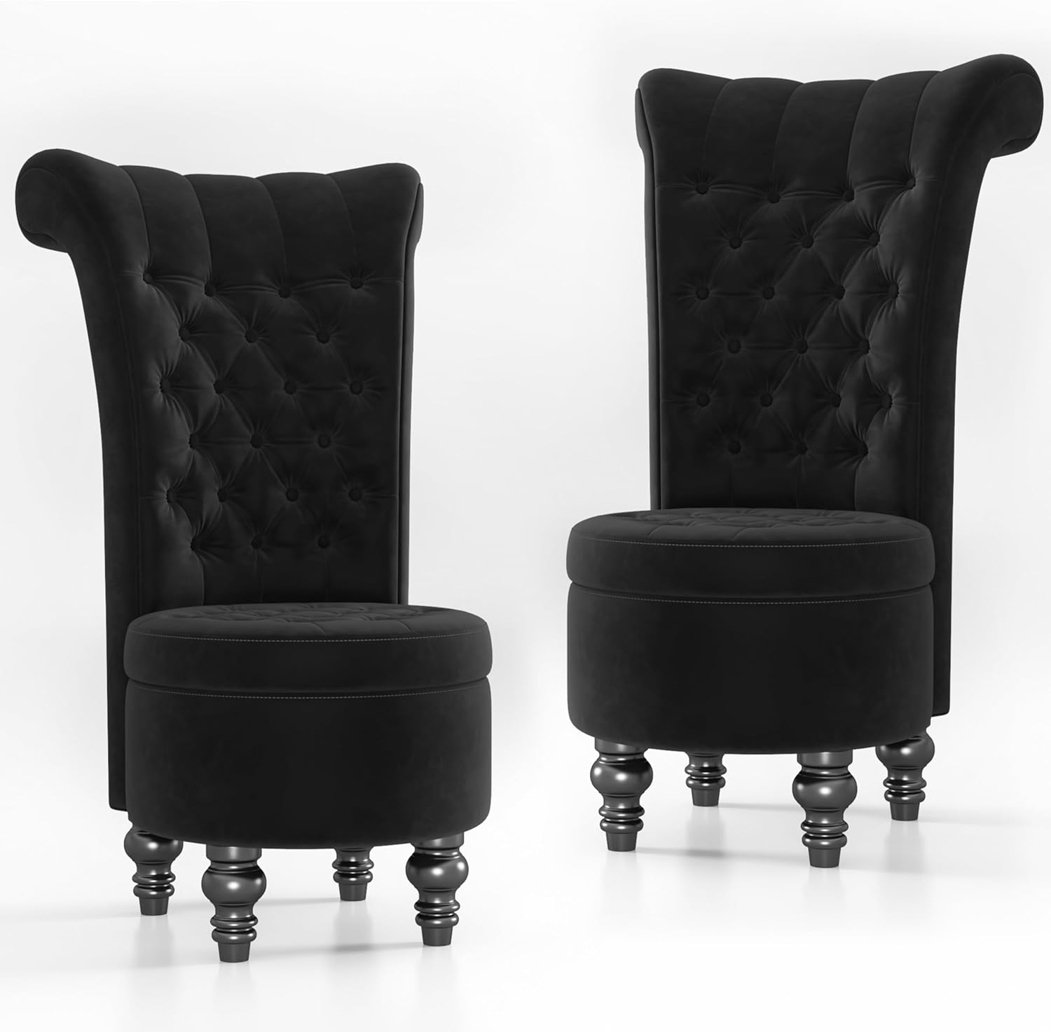MU Retro High Back Armless Chair, Set of 2 ButtonTufted